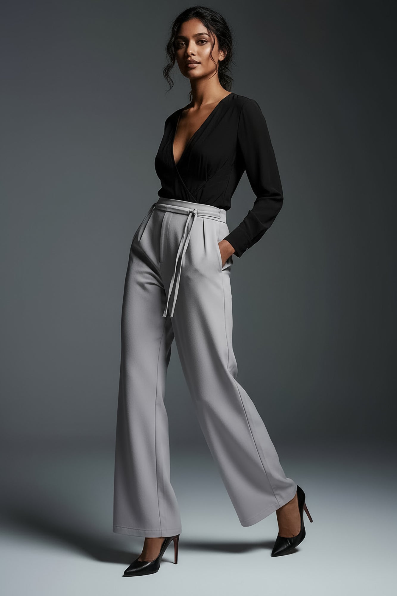 Urban Grey Tie-Up Korean Pants
