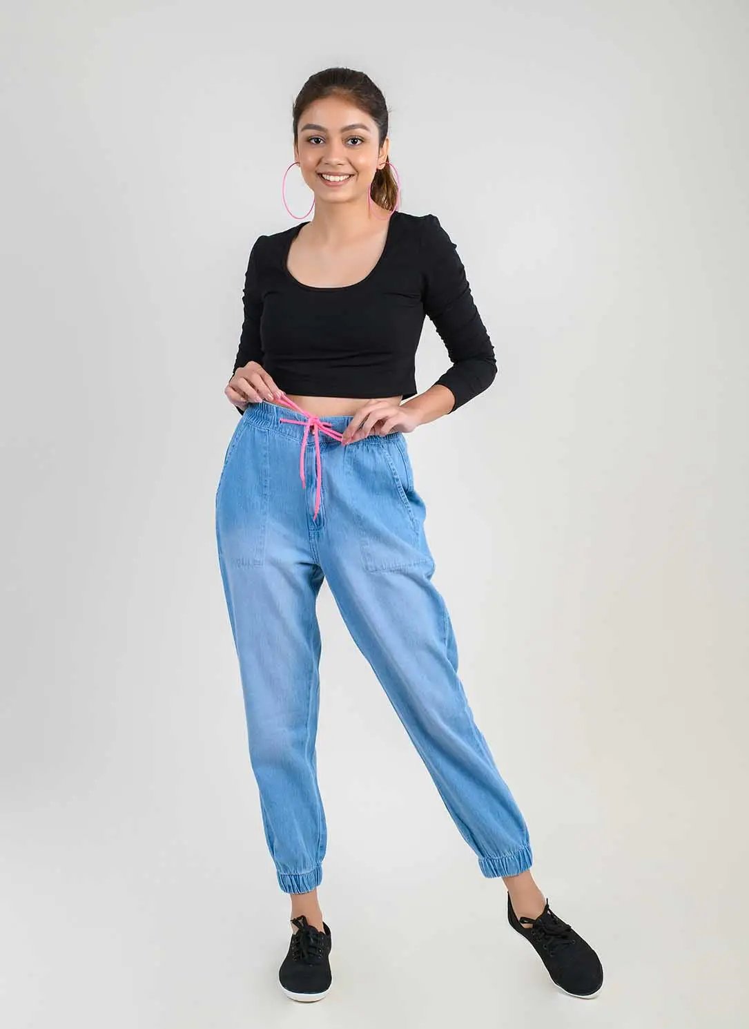 LIGHT BLUE DENIM JOGGERS