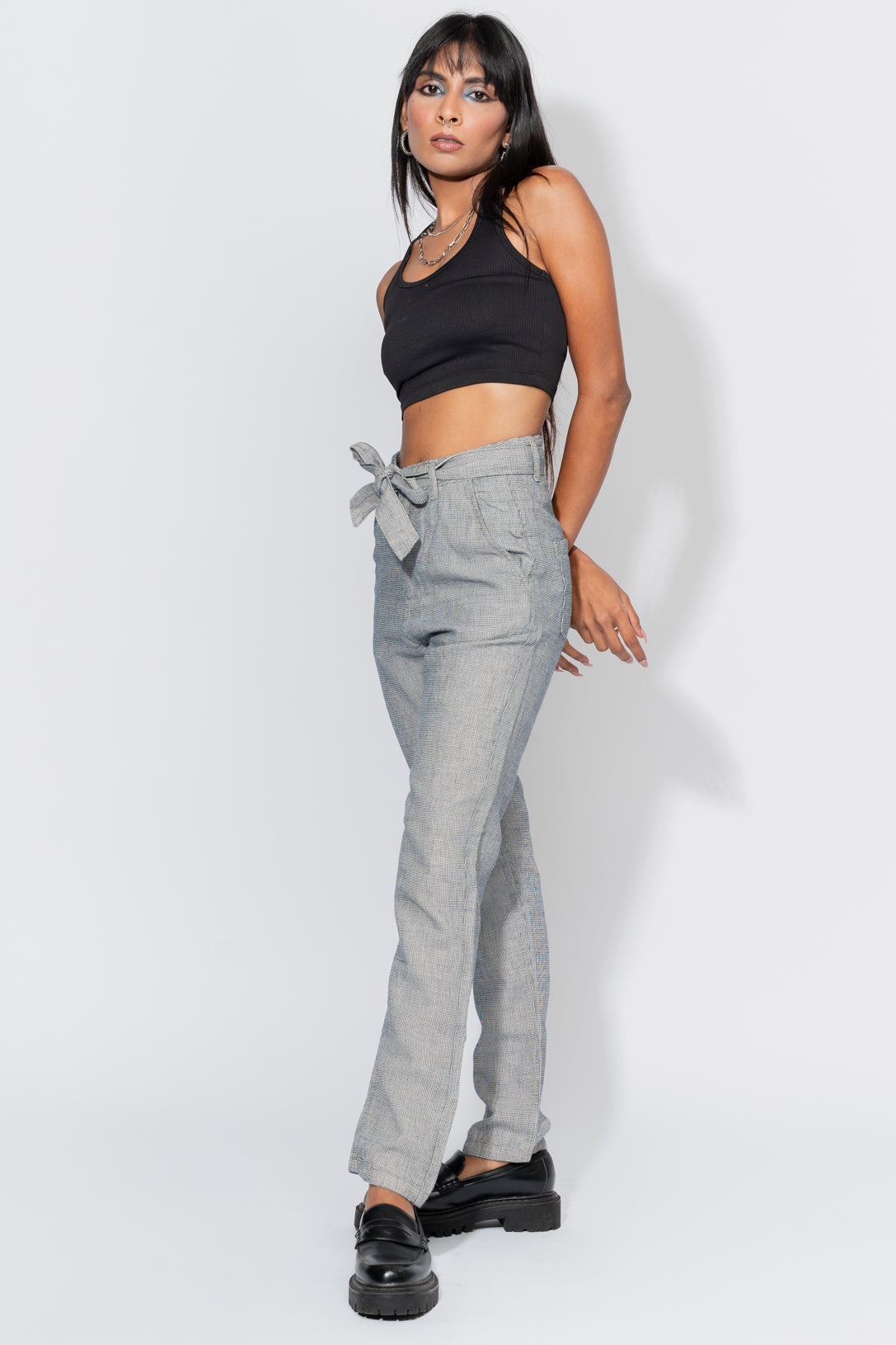 BELTED LINEN PANTS