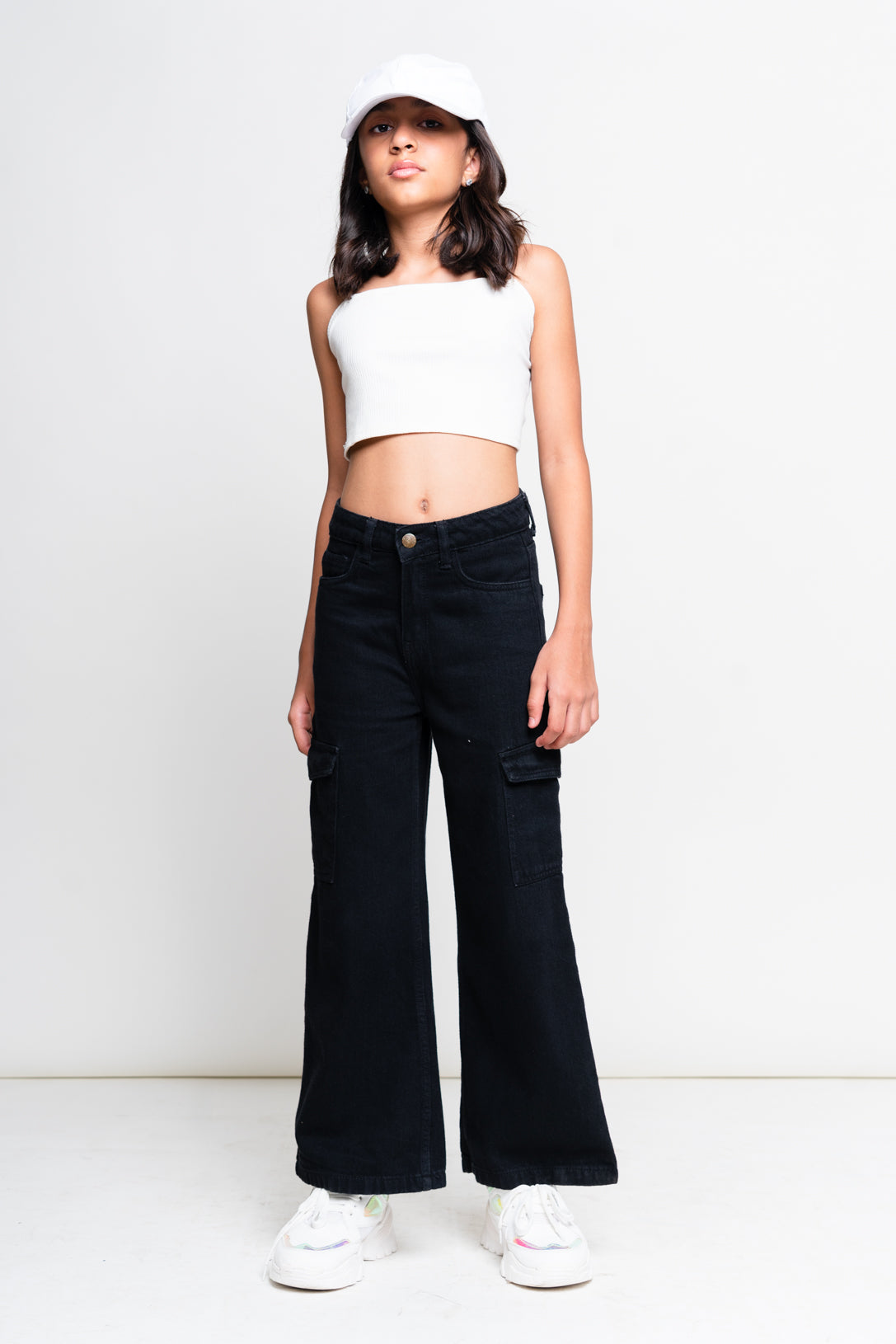 Black Cargo wide jeans