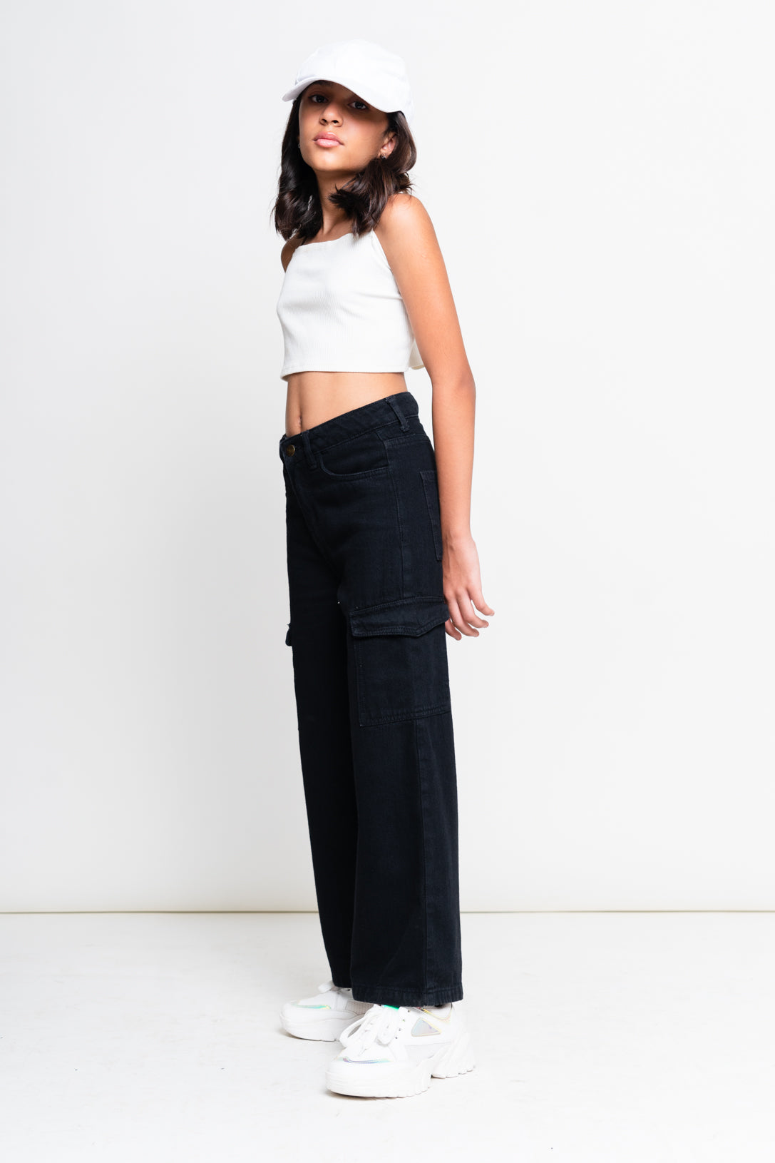 Black Cargo wide jeans