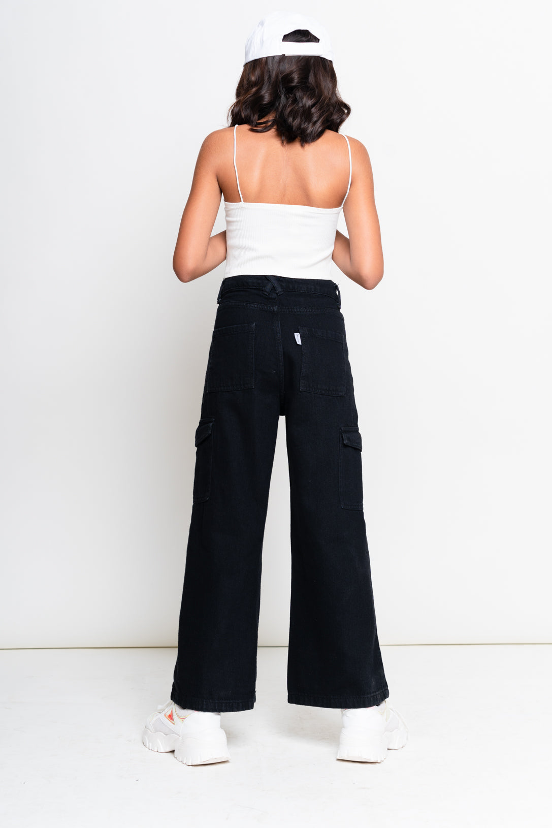 Black Cargo wide jeans
