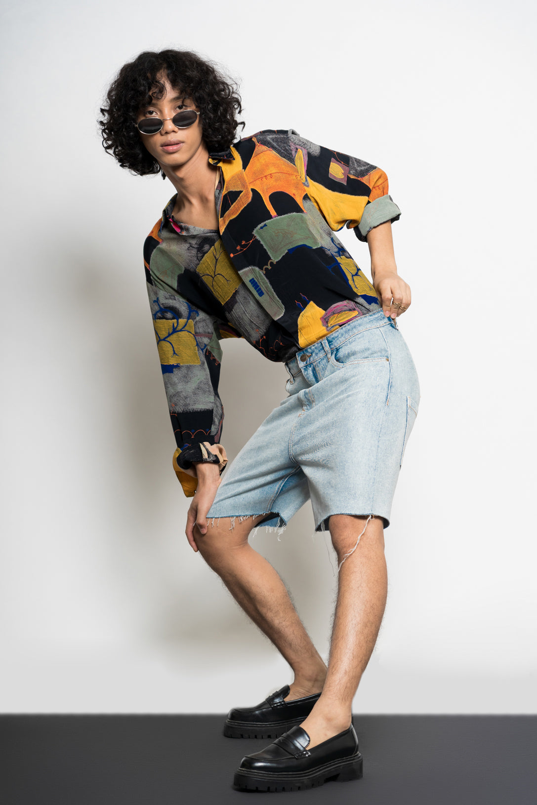 Unisex light blue bermuda shorts