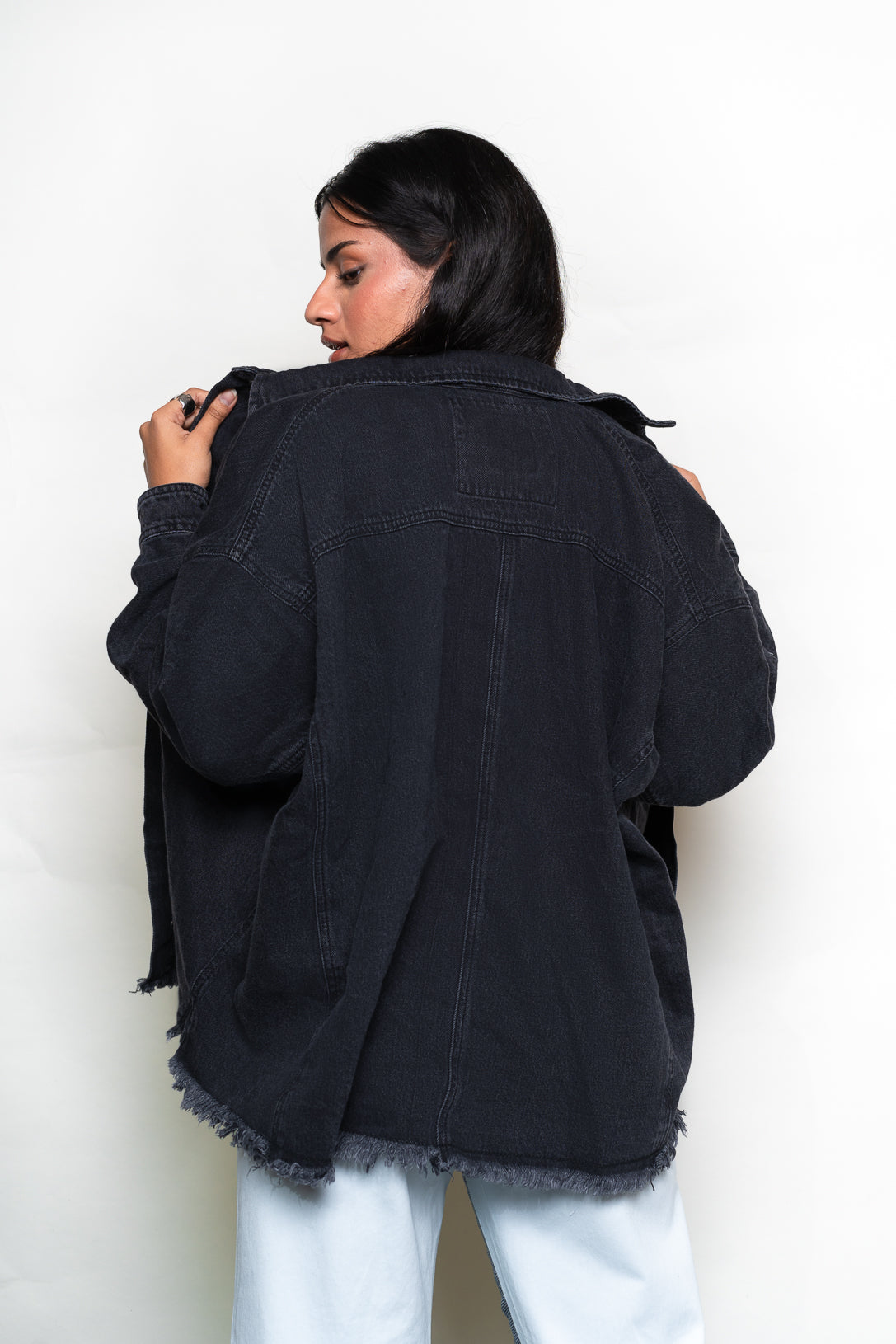 BLACK ACID WASH OVER SIZED SHIRT