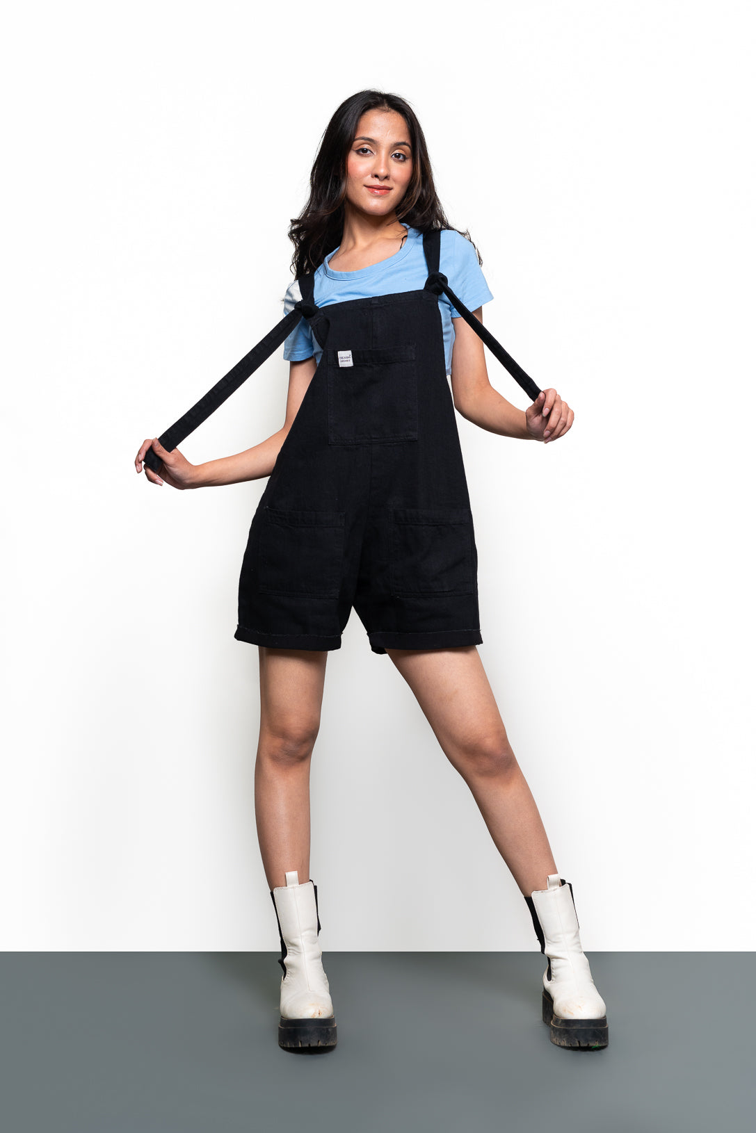 BLACK UTILITY ROMPER