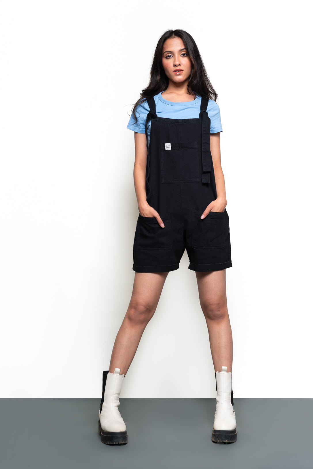 BLACK UTILITY ROMPER