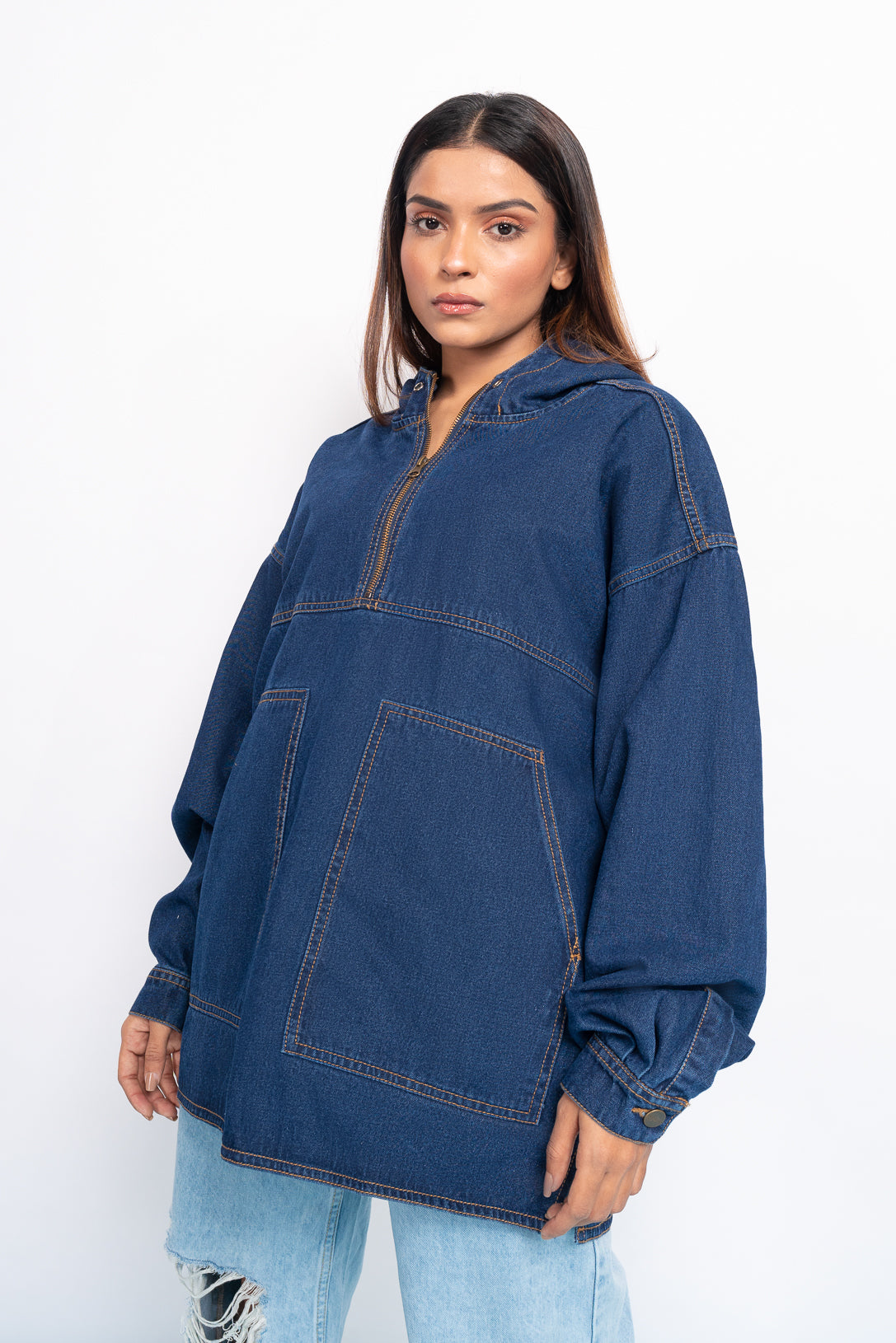 DENIM HOODED TURNIP JACKET