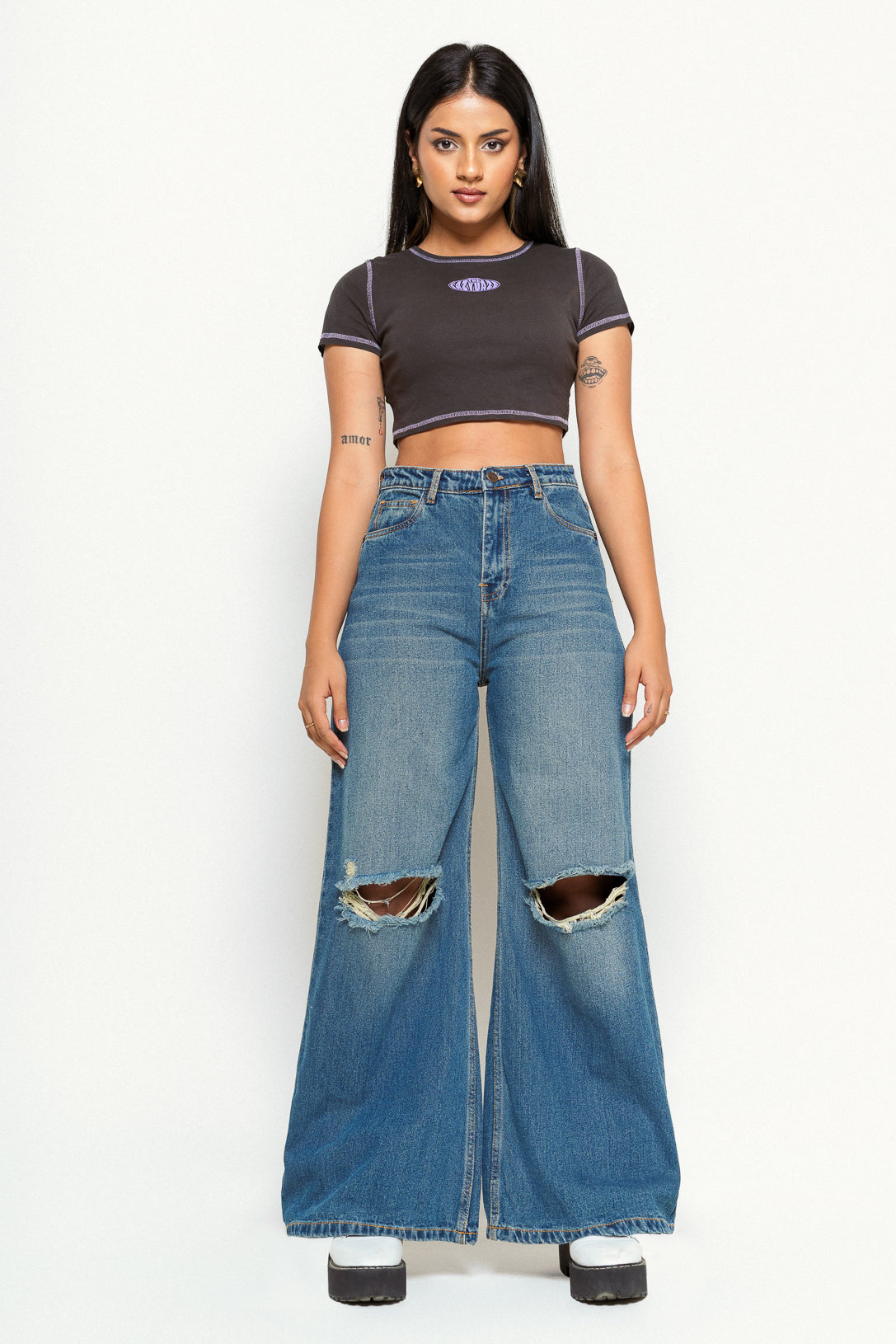 VINTAGE WASHED FLARE JEANS