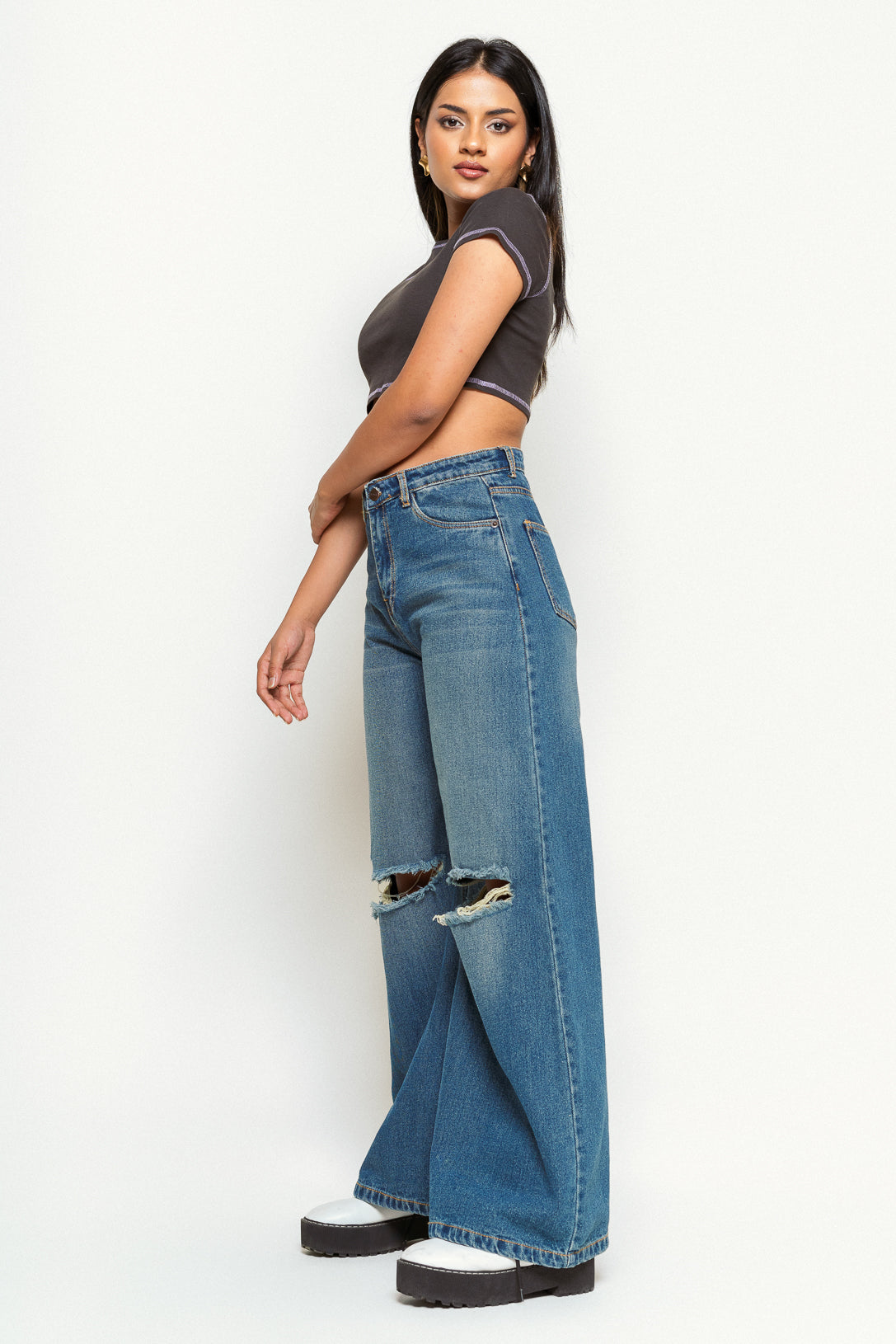 VINTAGE WASHED FLARE JEANS