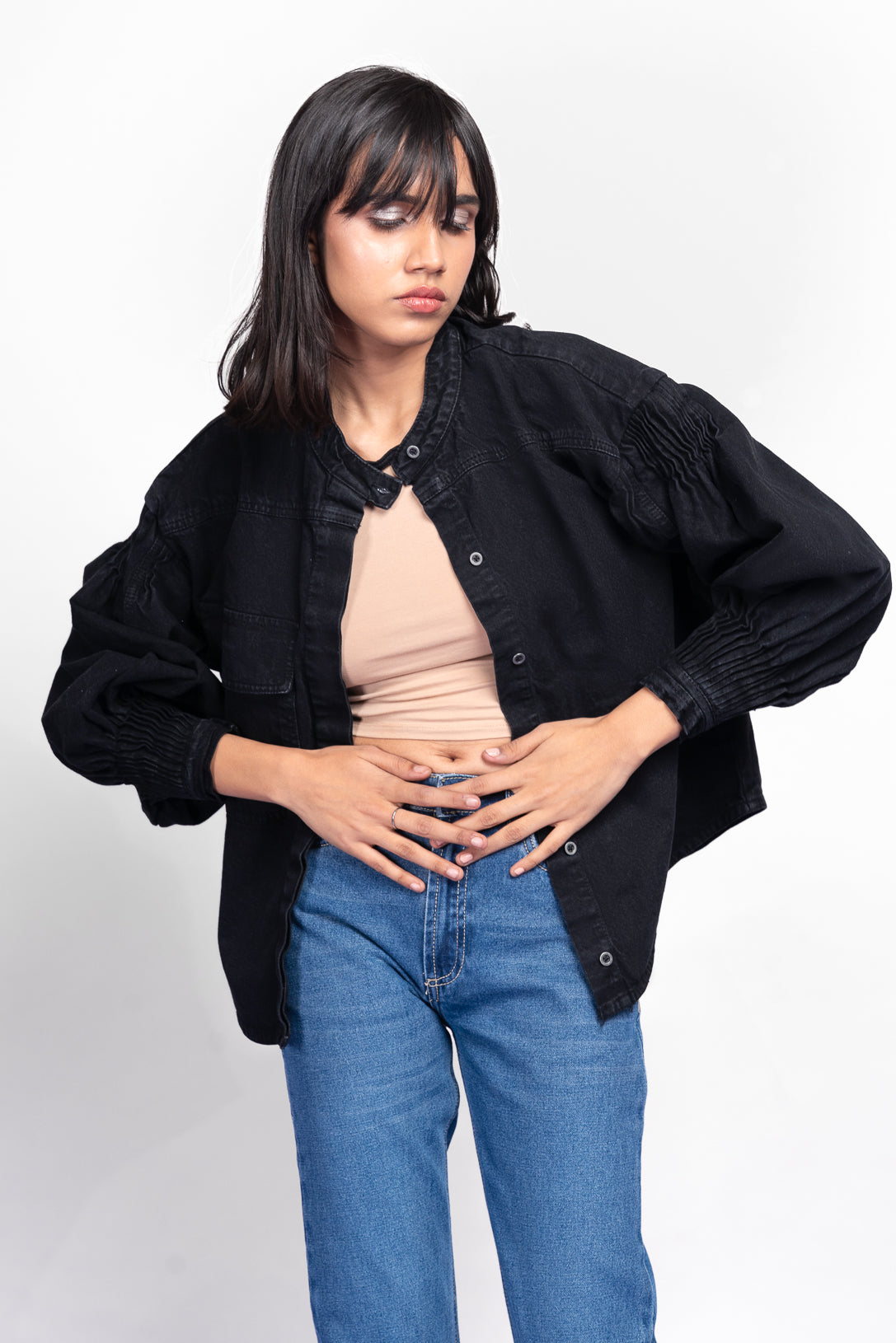 Black Pleated Shacket