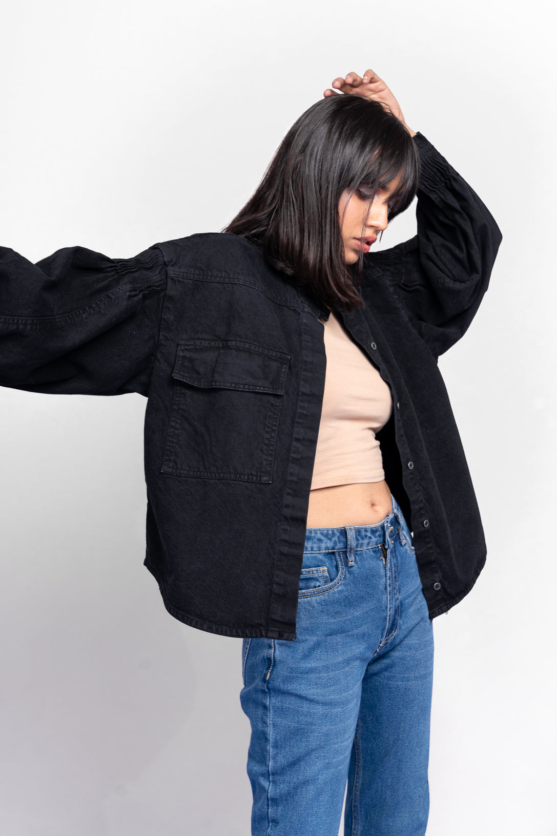 Black Pleated Shacket