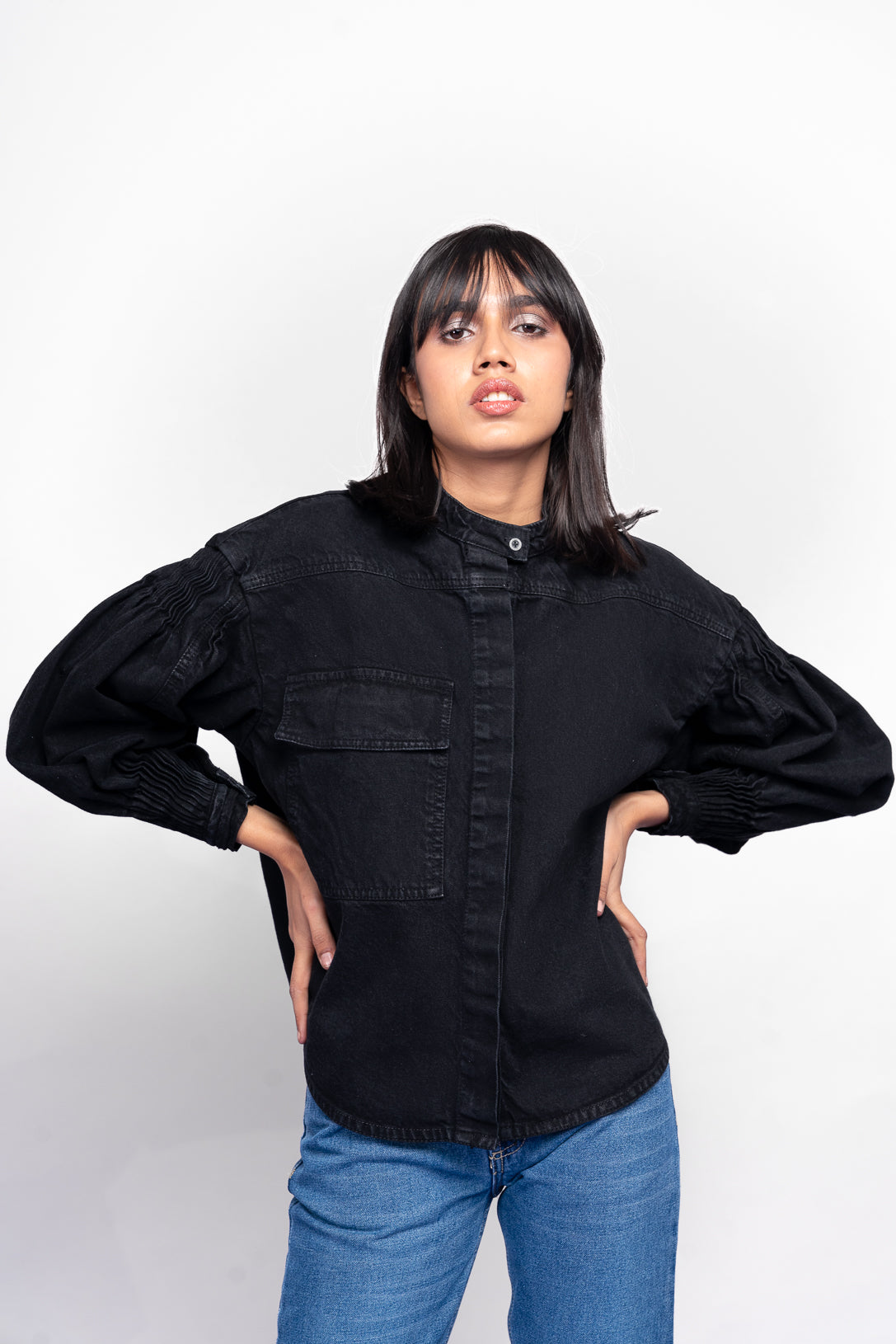 Black Pleated Shacket