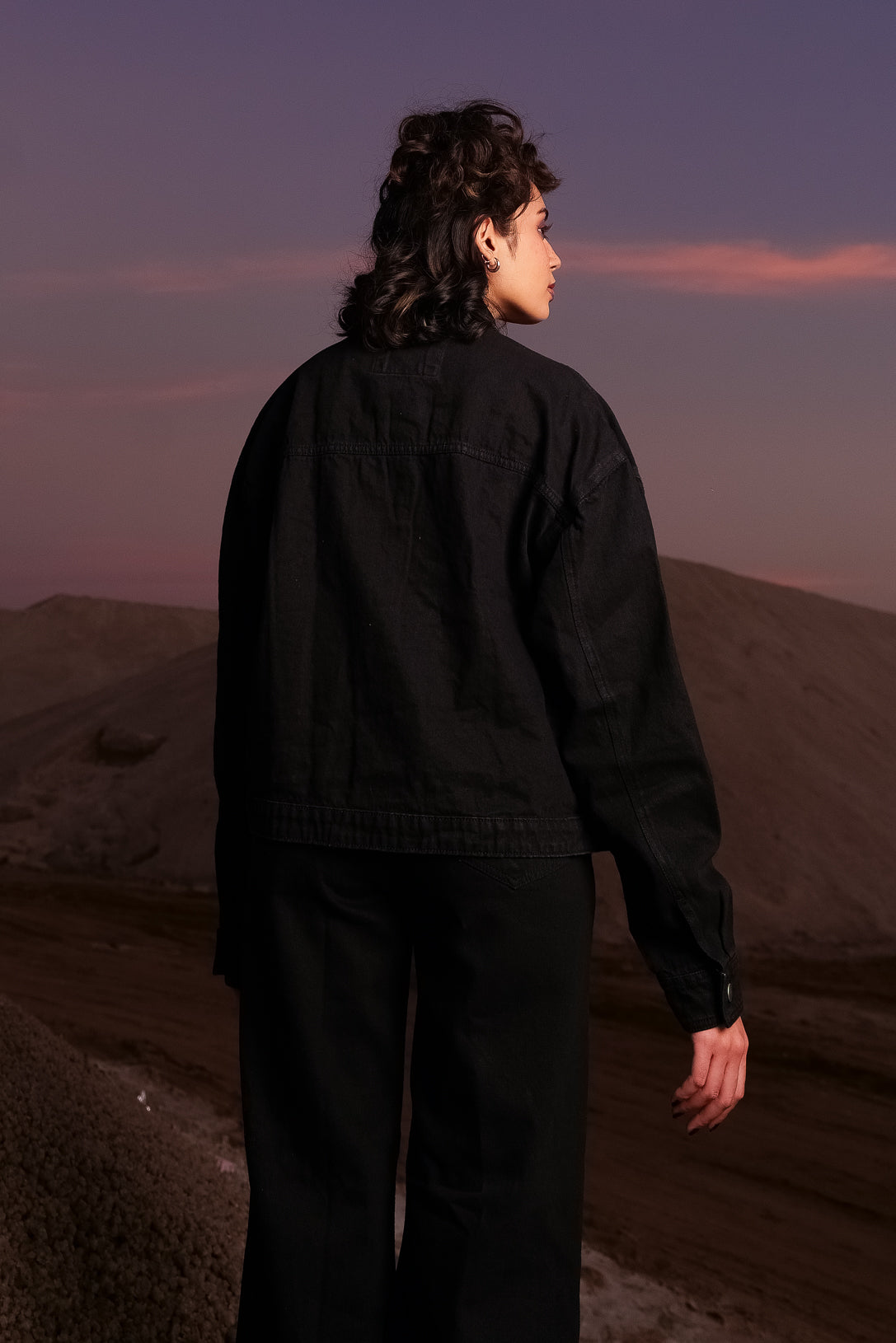 Quilted Patch Black Jacket