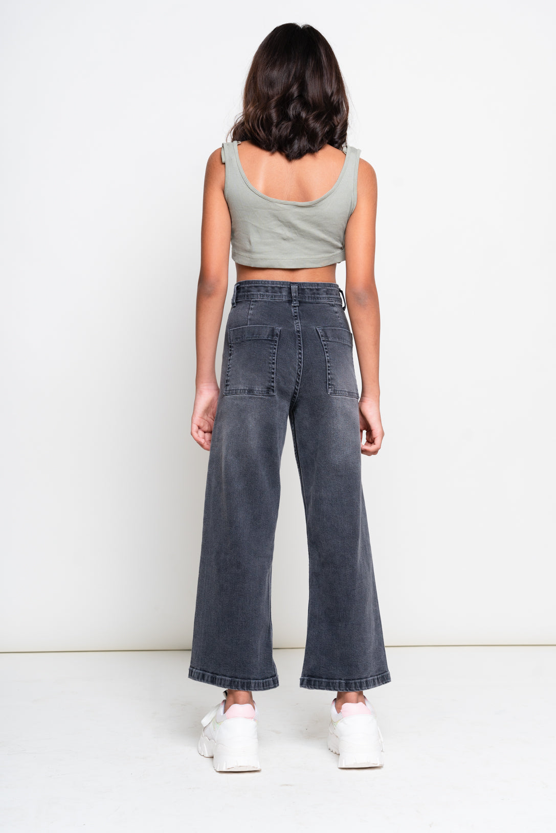 Grey wide leg jeans
