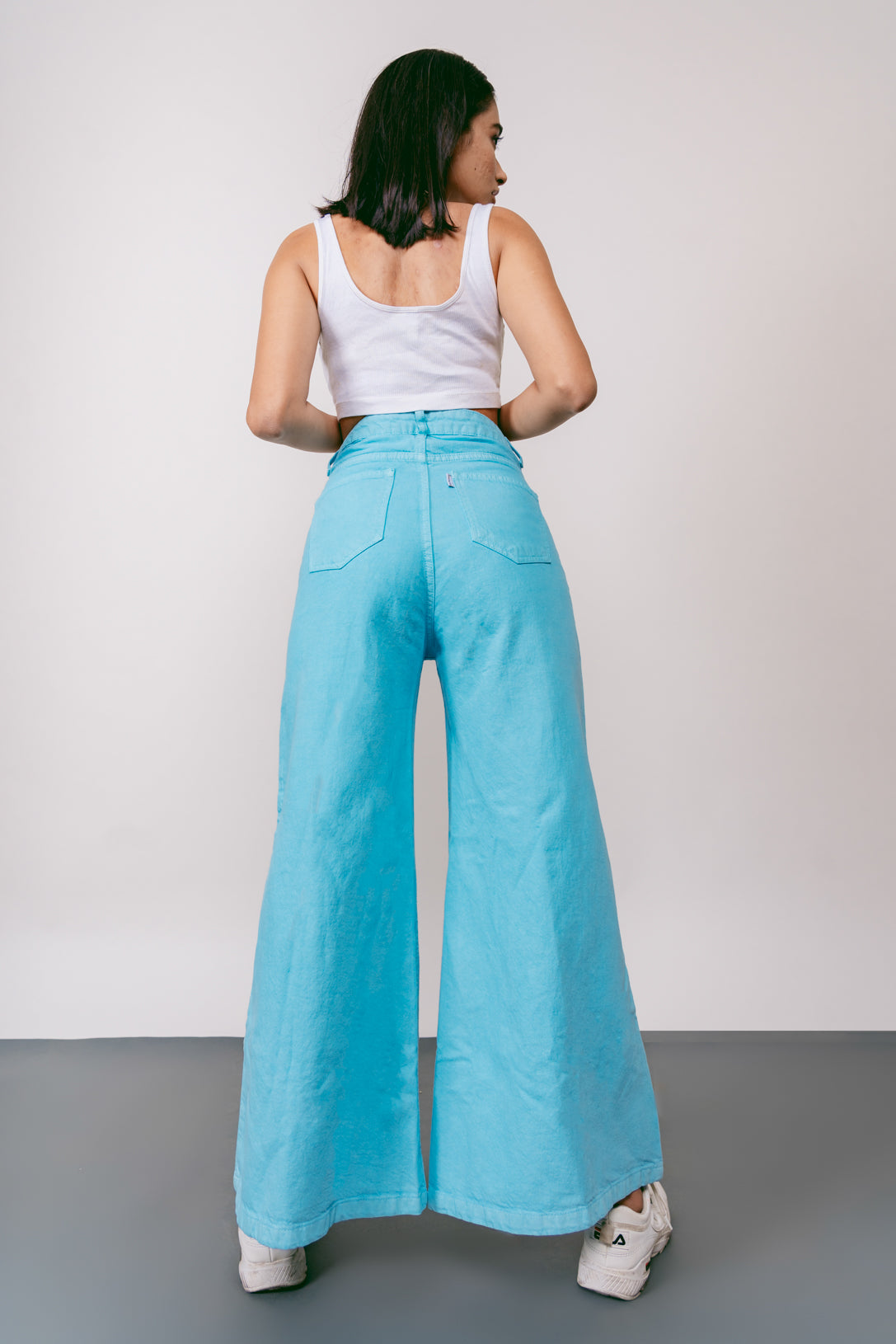 Power blue flare jeans