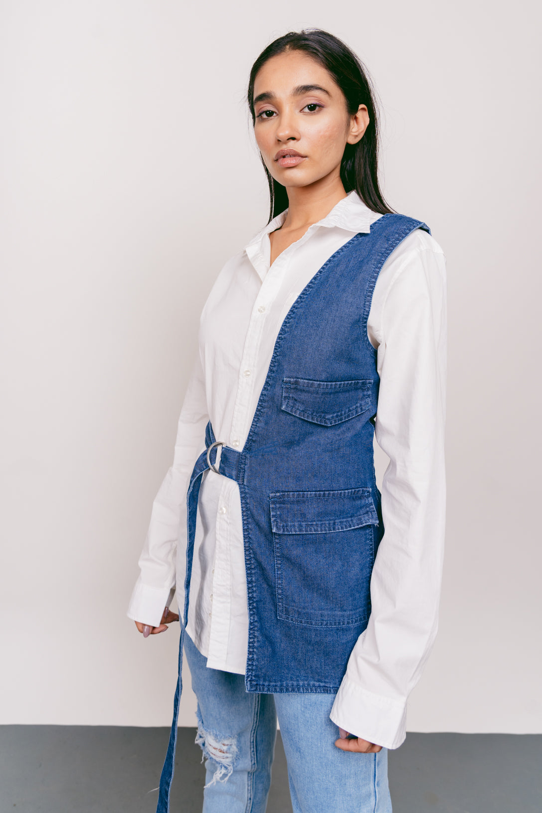 One Sided Denim Vest