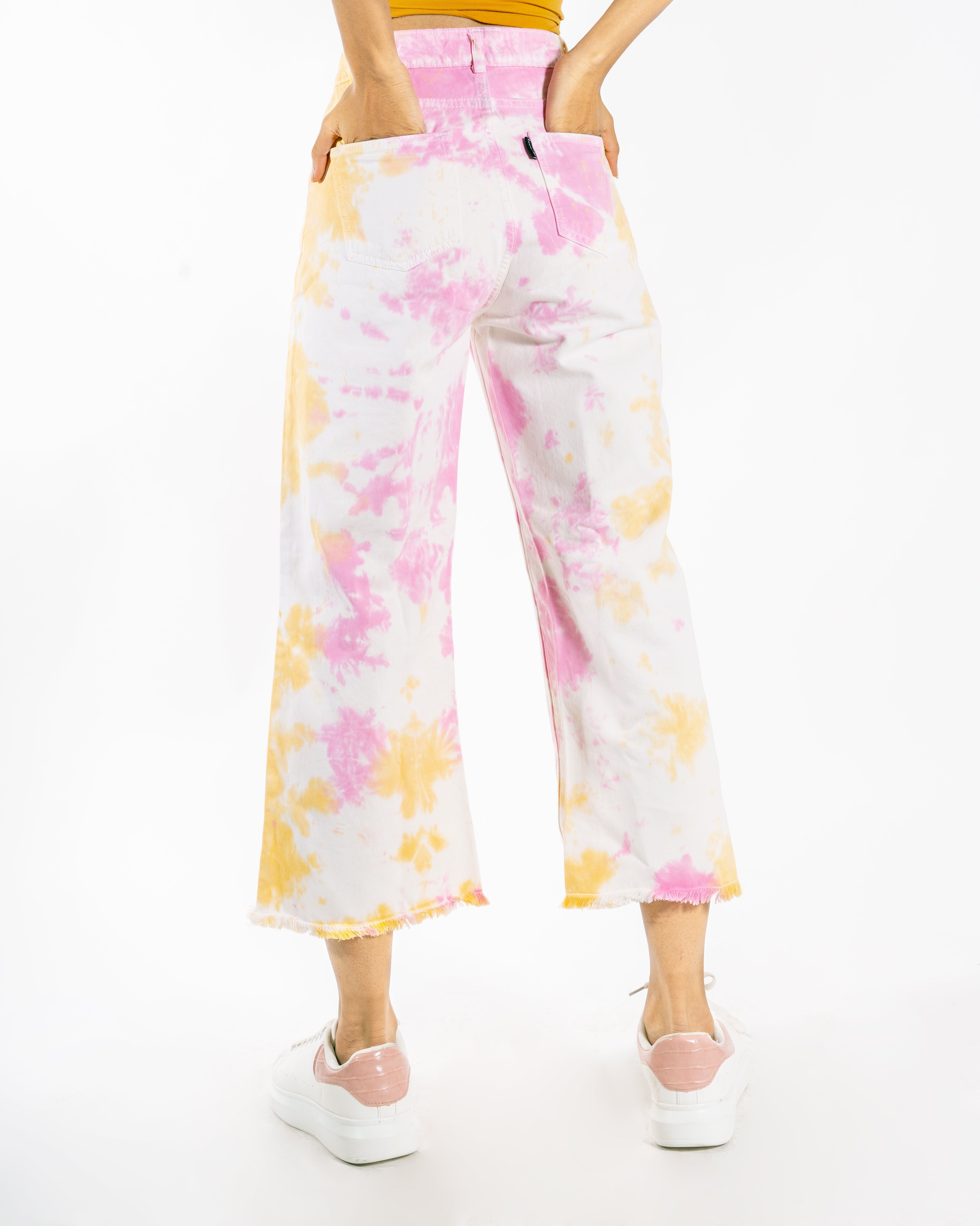 retro wide tie dye jeans