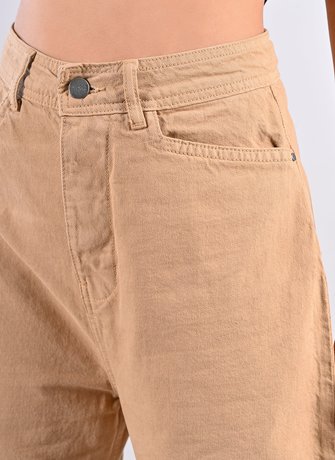 BEIGE STRAIGHT FIT PANTS