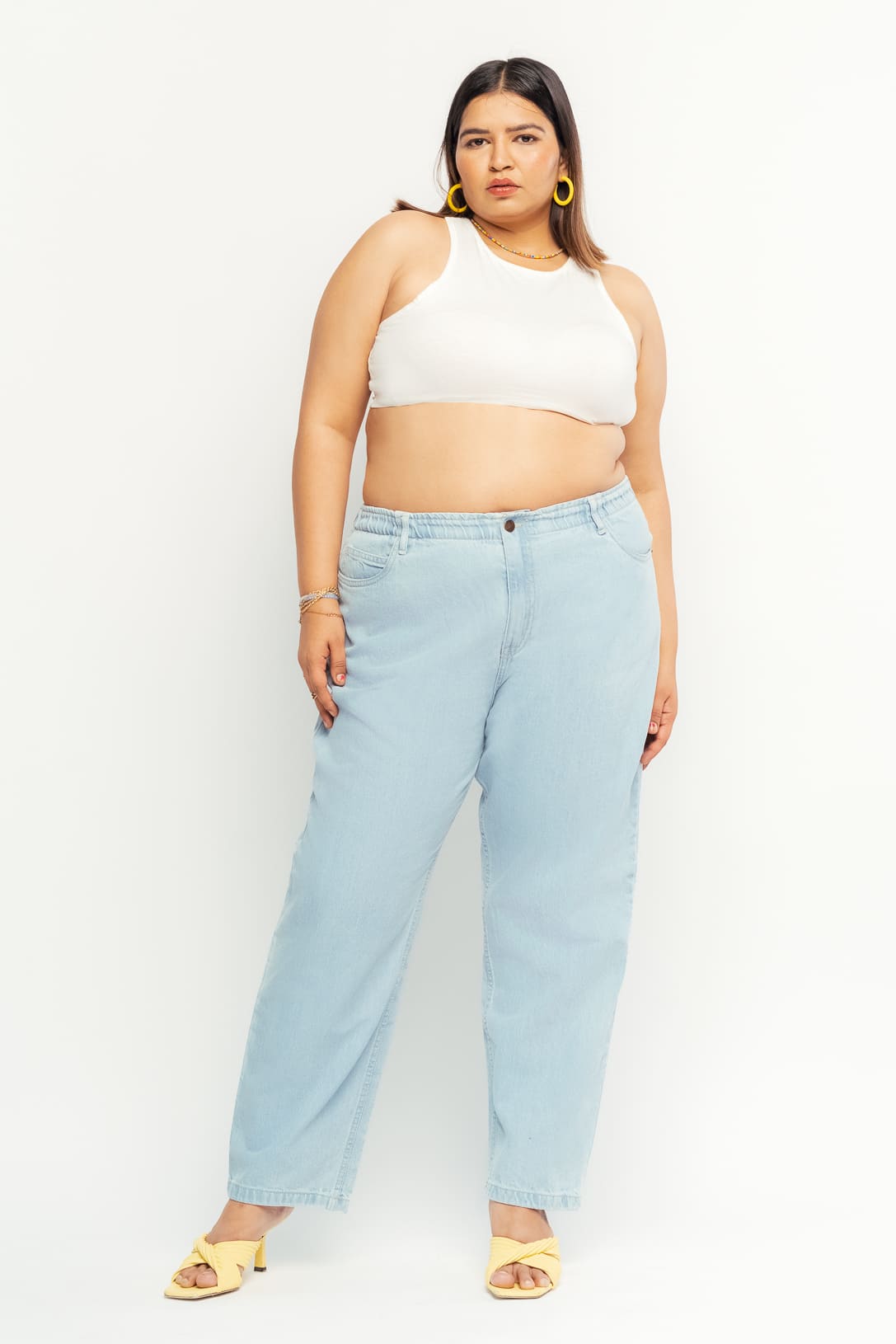 Light elasticated mom jeans