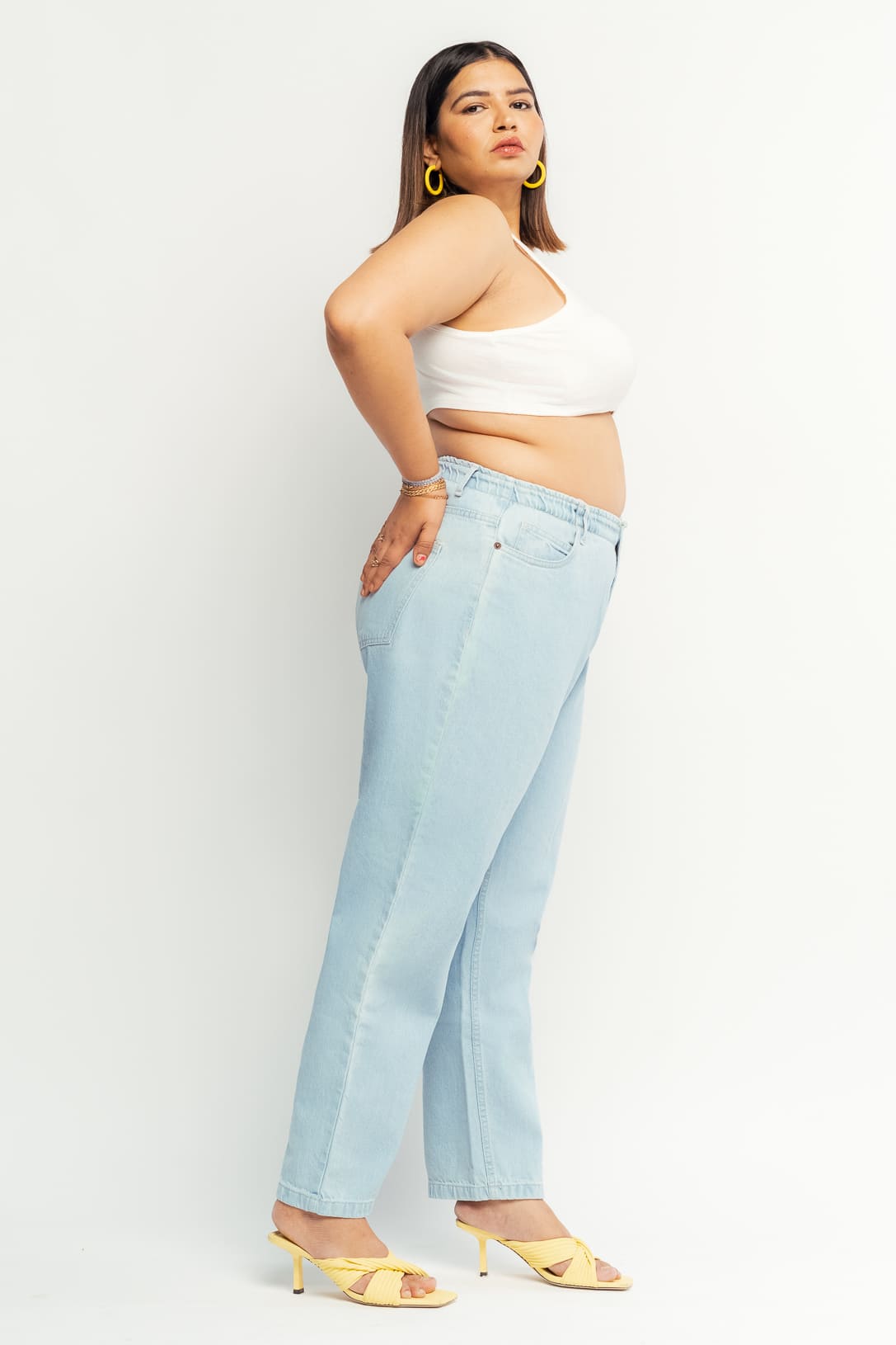 Light elasticated mom jeans