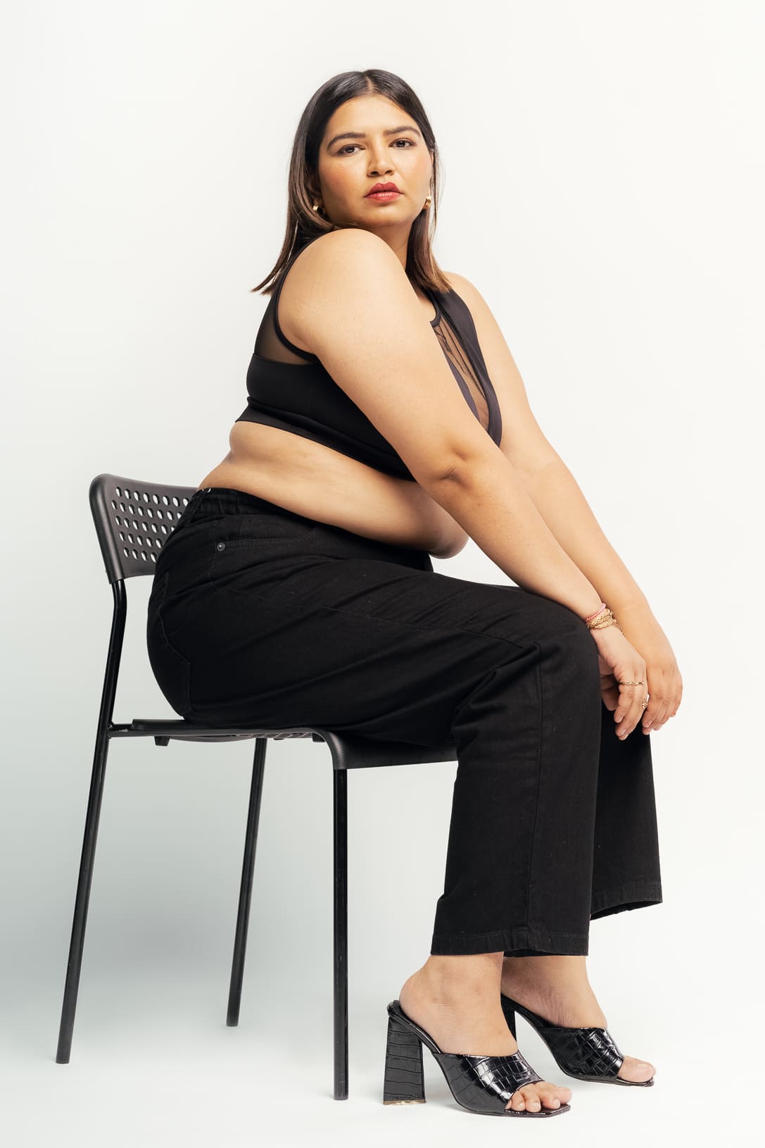 Curve Black Elasticated Waistband Mom Jeans