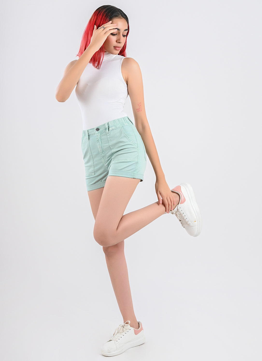 Blush blue utility shorts
