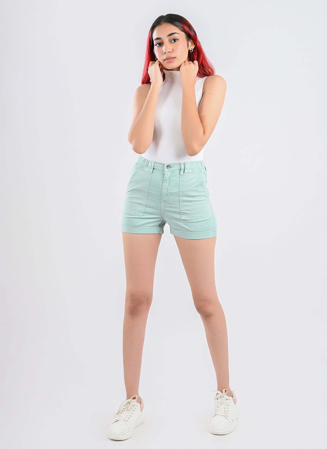 Blush blue utility shorts