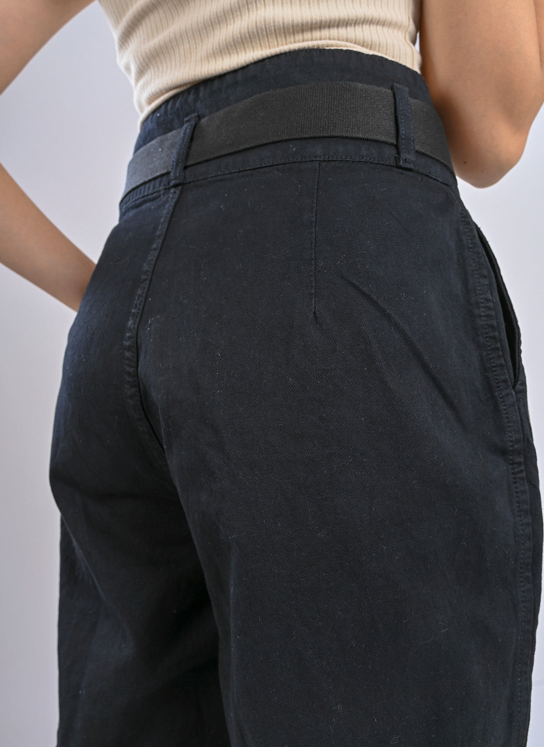 Black pleated cargo pants