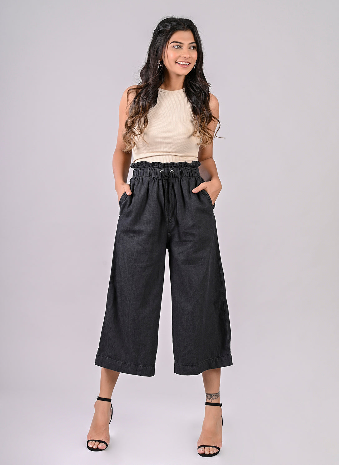 GREY PAPERBAG CULOTTES