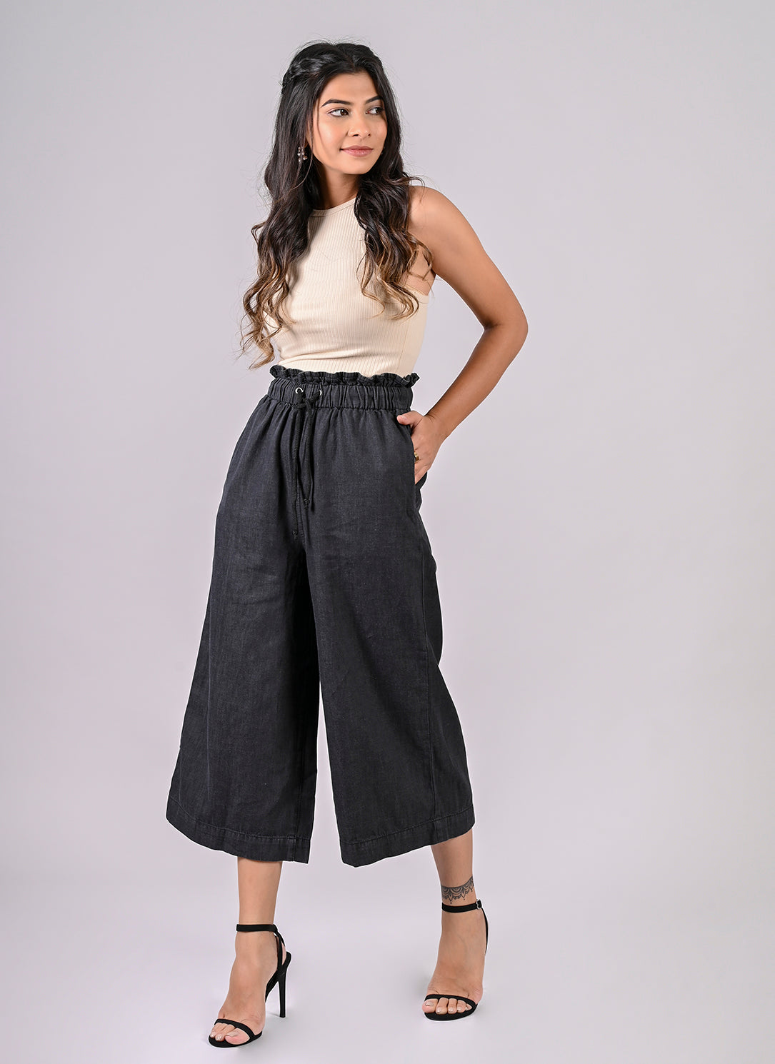 GREY PAPERBAG CULOTTES