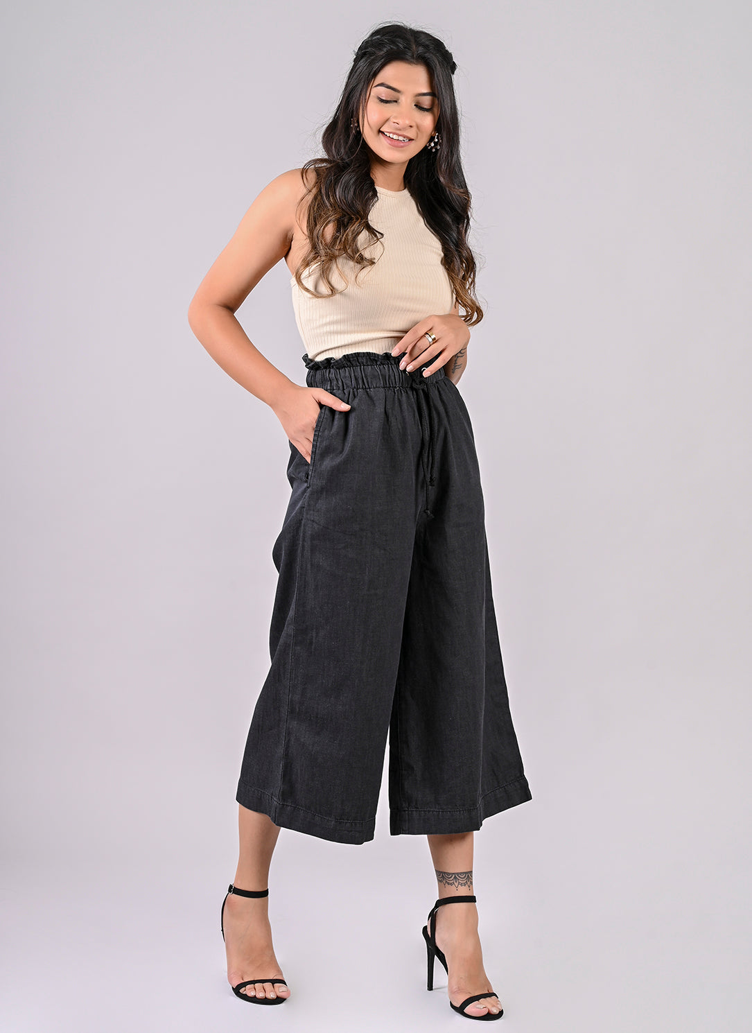 GREY PAPERBAG CULOTTES