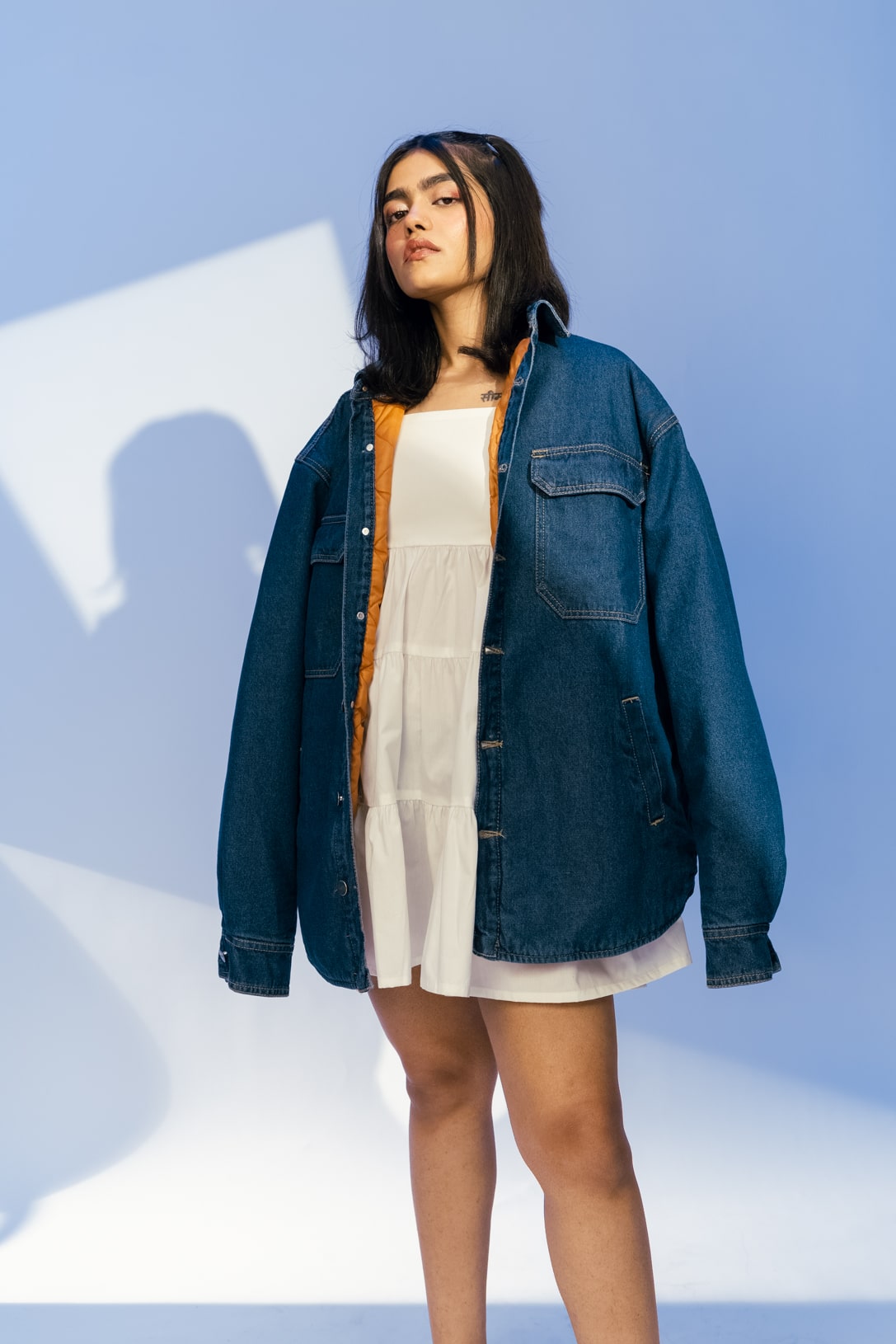 ORANGE QUILTED DENIM JACKET