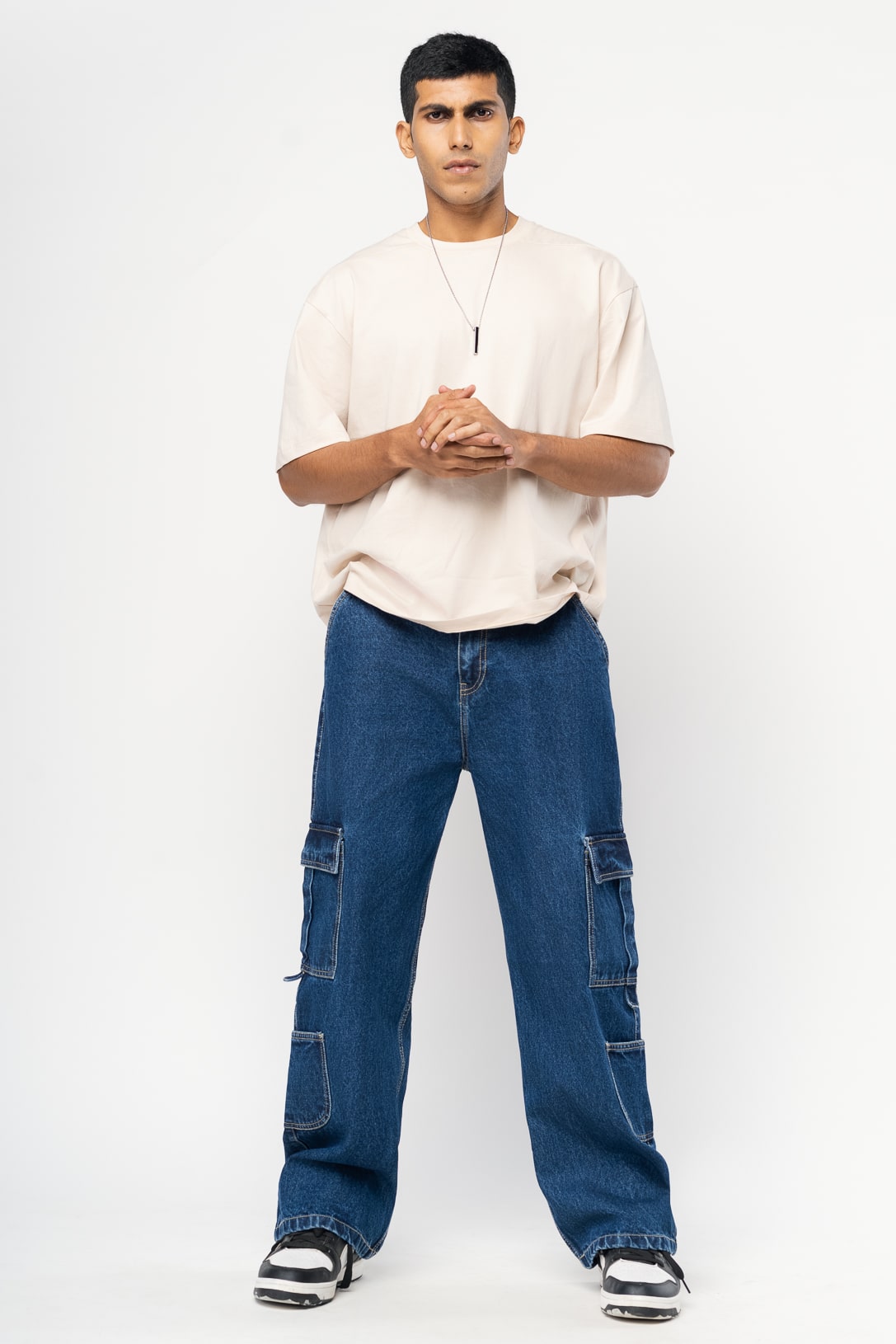 Dense Blue Men's Baggy Cargo Jeans