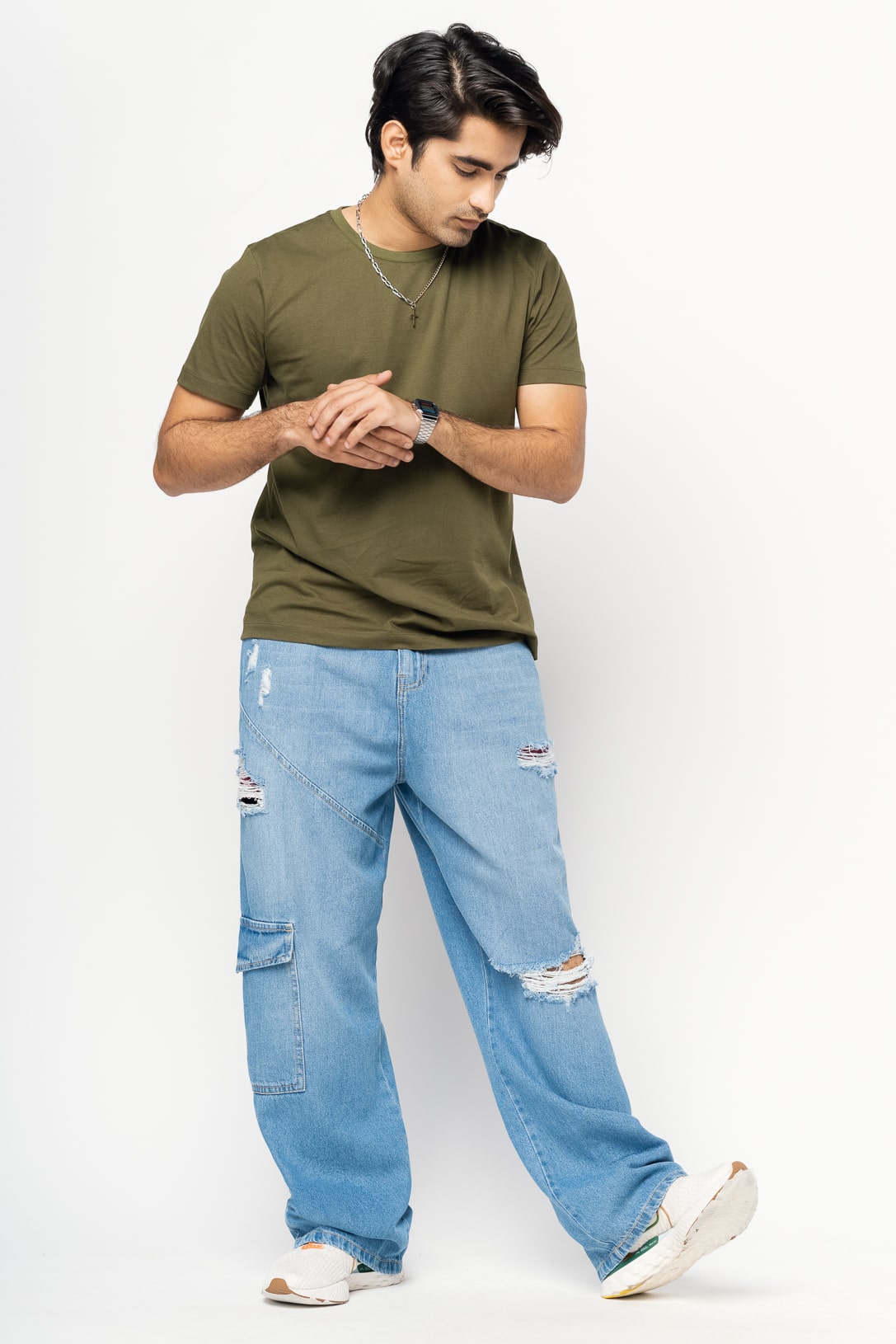 STRAIGHT DISTRESSED MEN'S JEANS