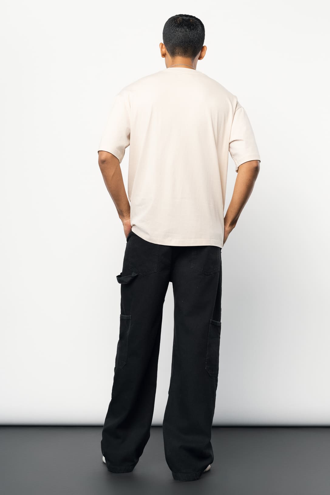 Black Patch & Pocket Cargo Men's Straight Jeans