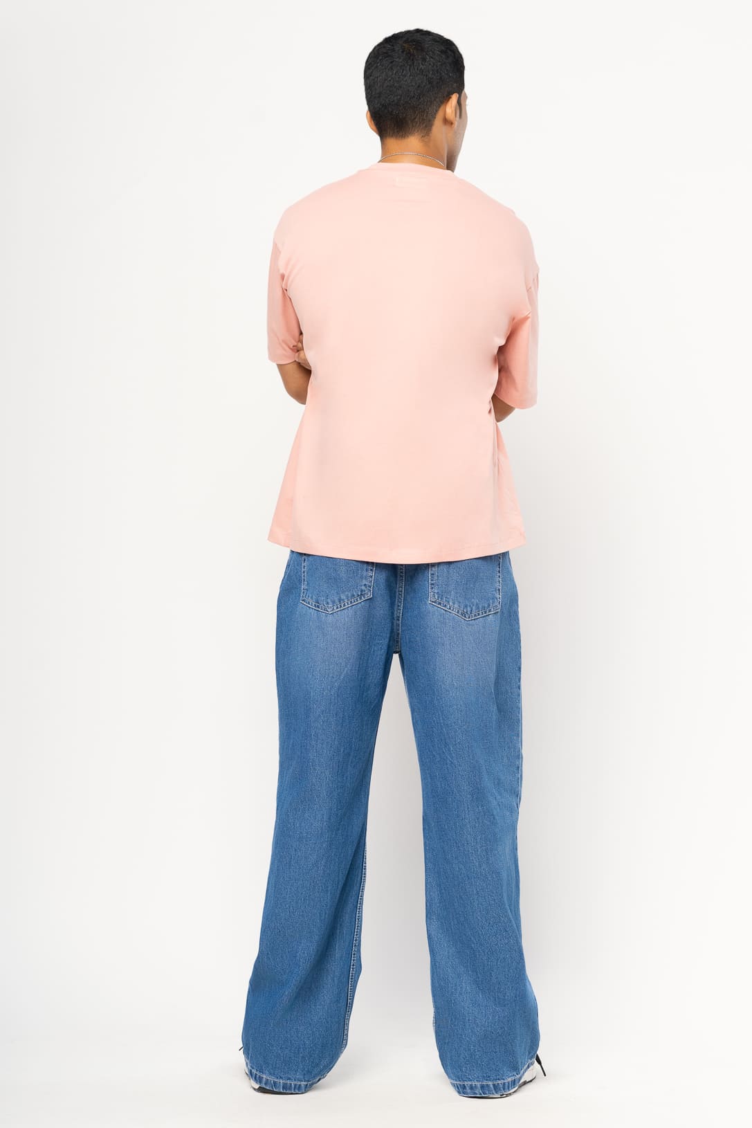 Blue Knee Slit Men's Baggy Straight Jeans