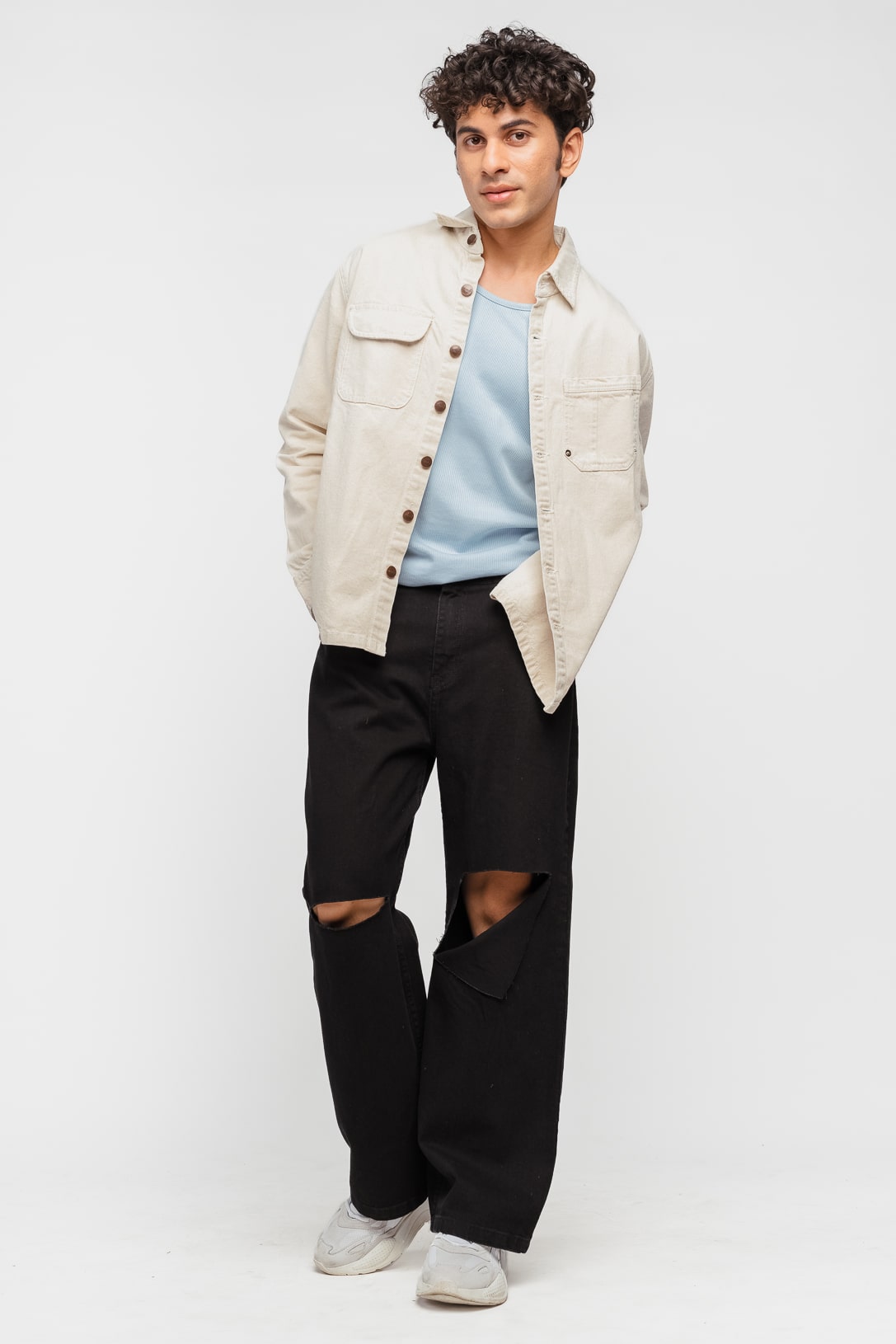 Black Box Slit Men's Wide Jeans