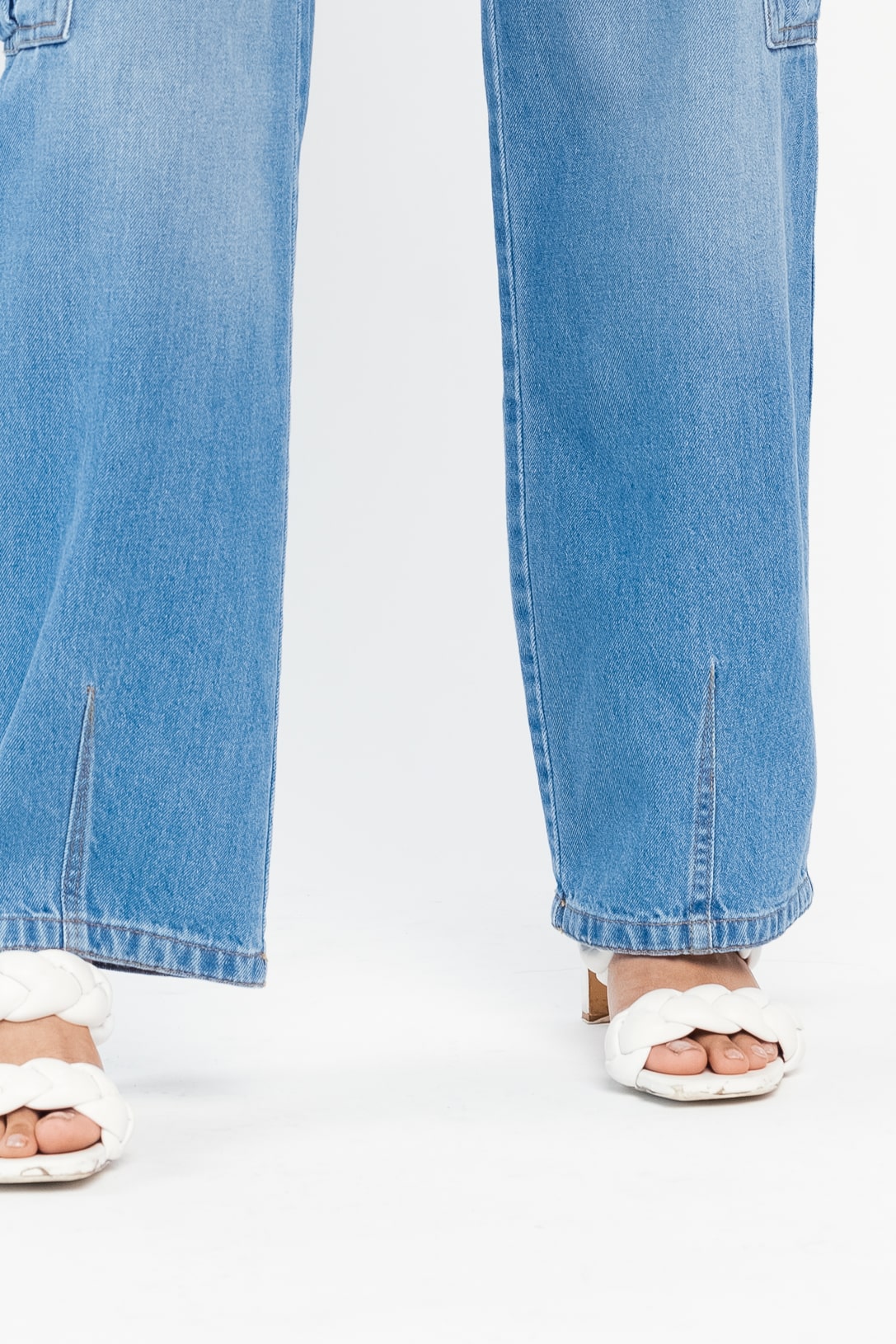 darted blue cargo jeans