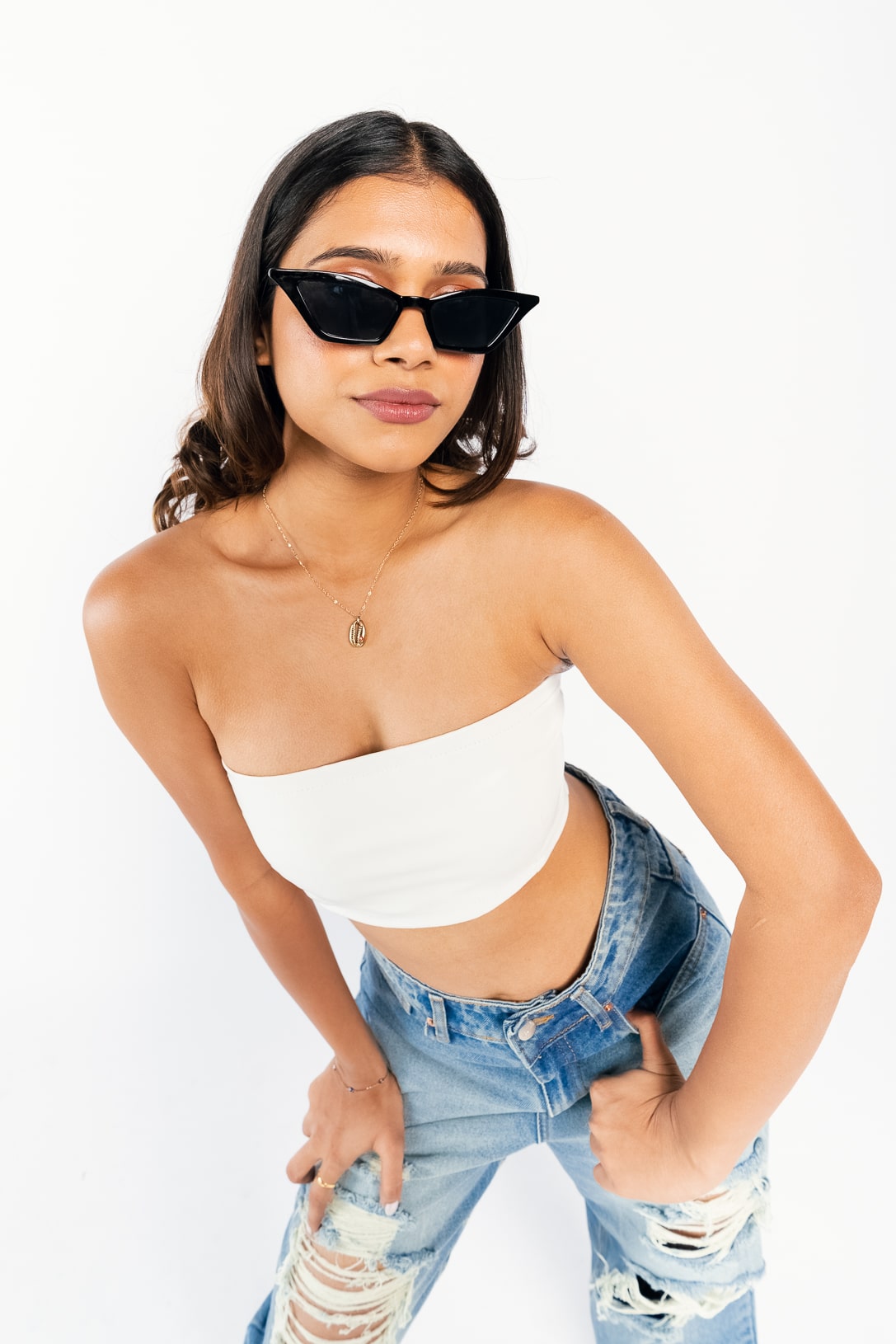 WHITE LEATHER TUBE TOP