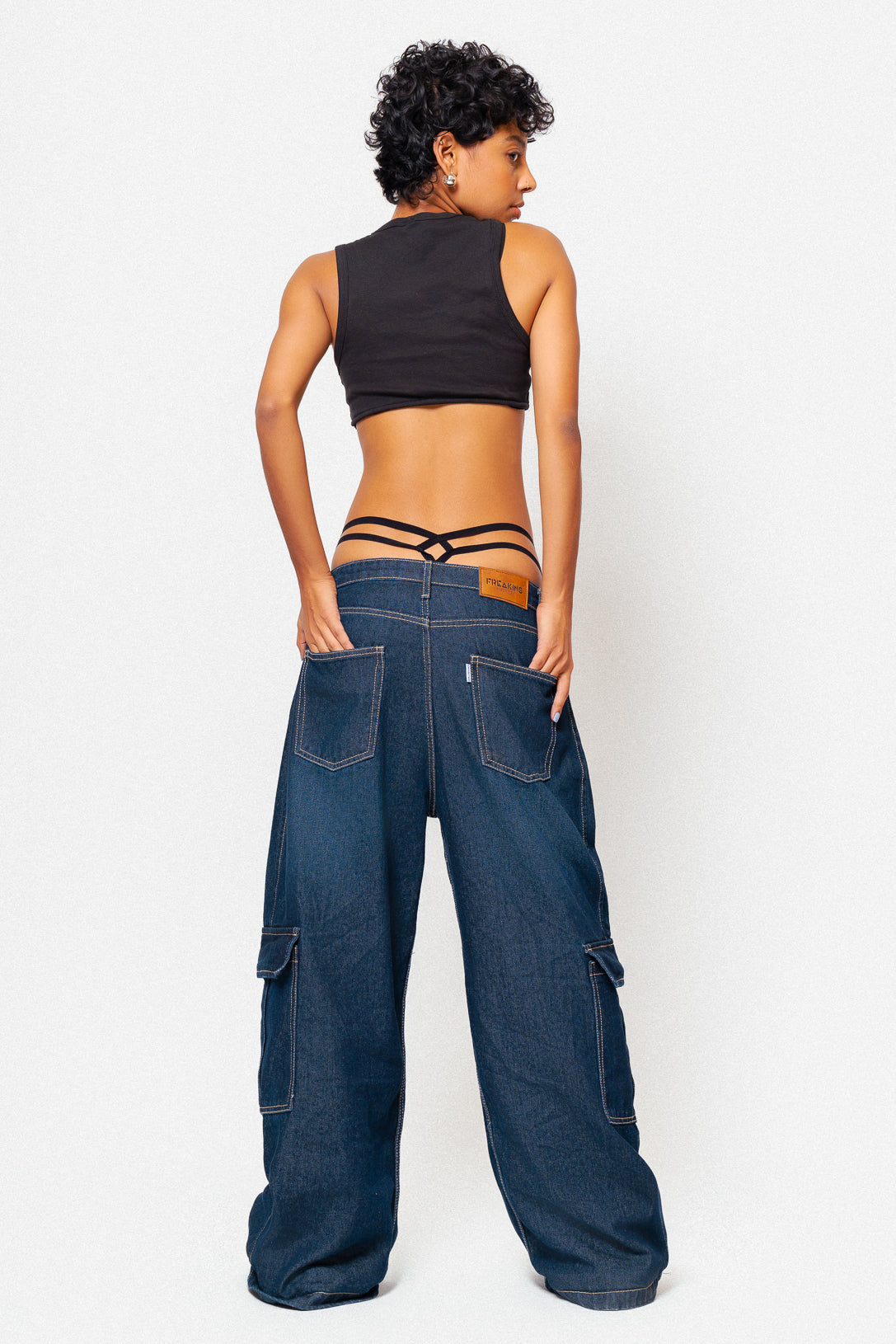 MIDNIGHT DARK baggy straight JEANS