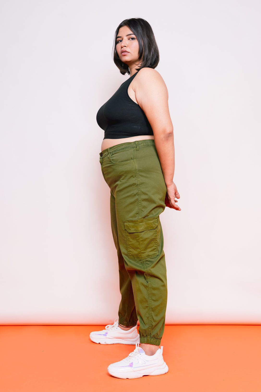OLIVE CARGO UTILITY JOGGERS