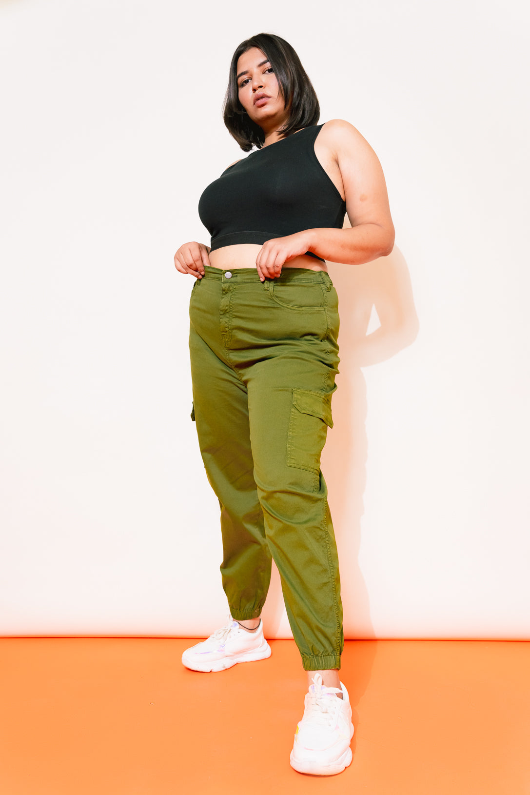 OLIVE CARGO UTILITY JOGGERS