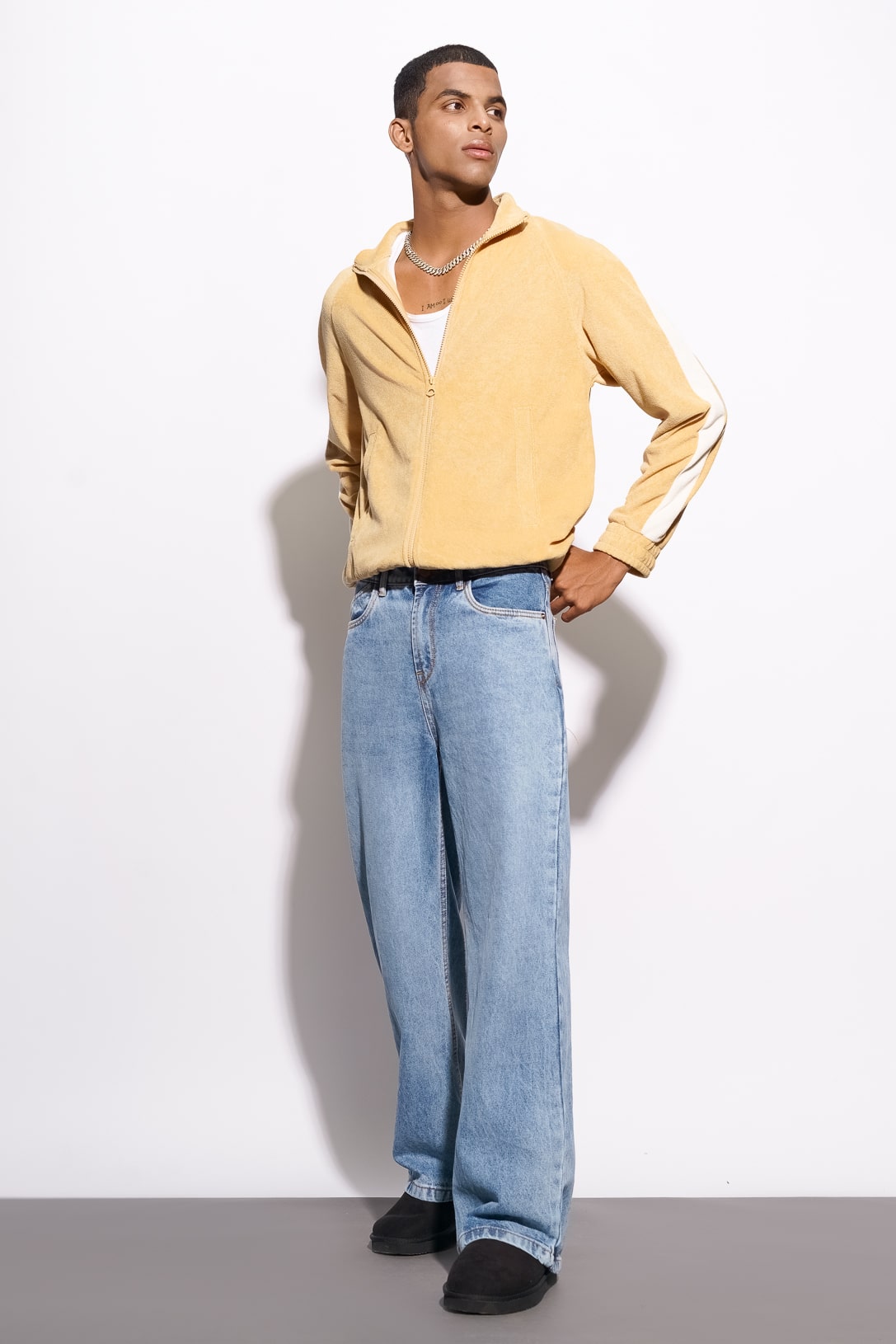 Light Blue Men's Wide Jeans - Main Image