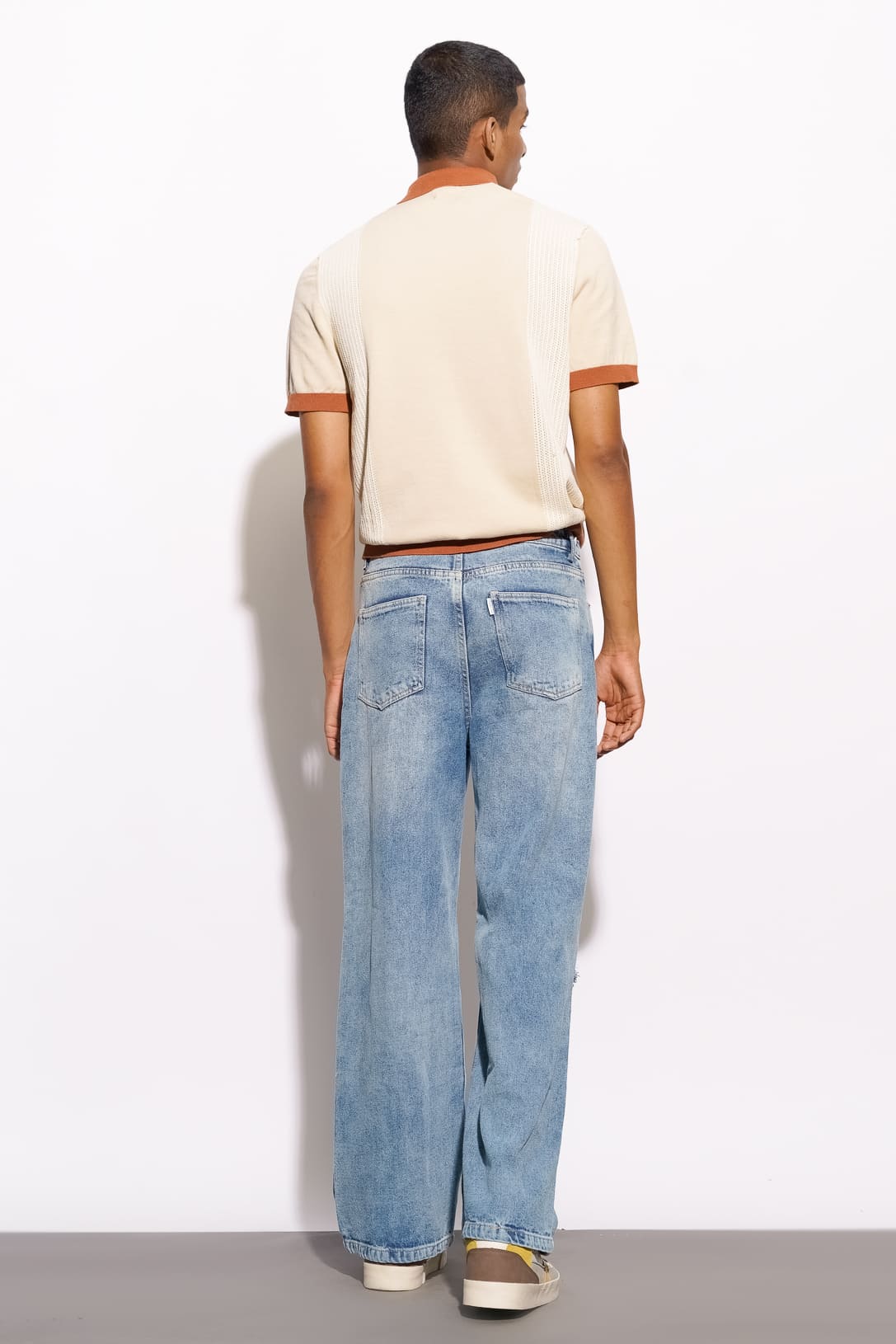 Raw Distress Men’s Wide Jeans