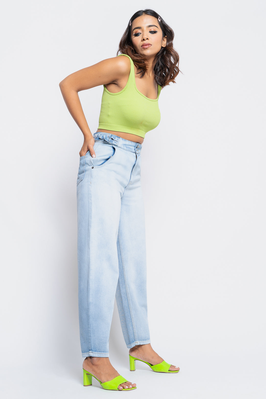 ICE WASH ADJUSTABLE BAGGY JEANS