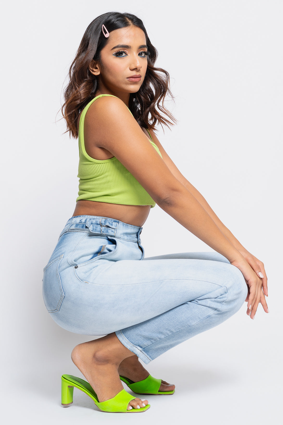 ICE WASH ADJUSTABLE BAGGY JEANS