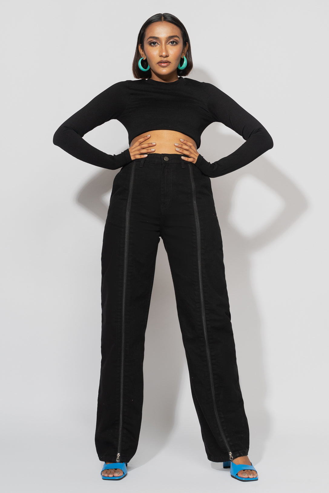 FRONT ZIP STRAIGHT PANTS