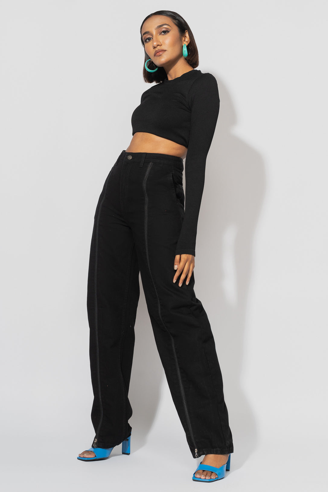 FRONT ZIP STRAIGHT PANTS
