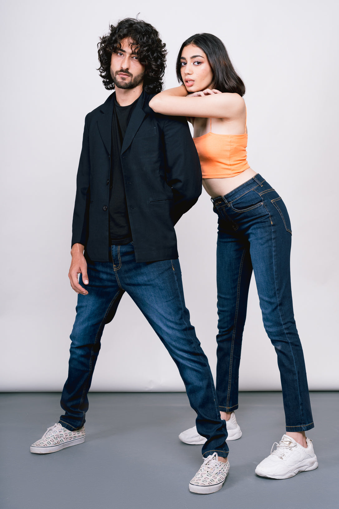 Unisex Stone washed slim Jeans