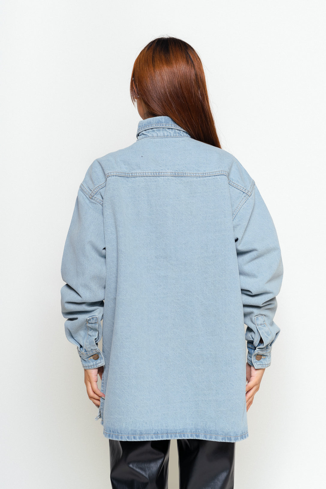 one pocket denim shacket